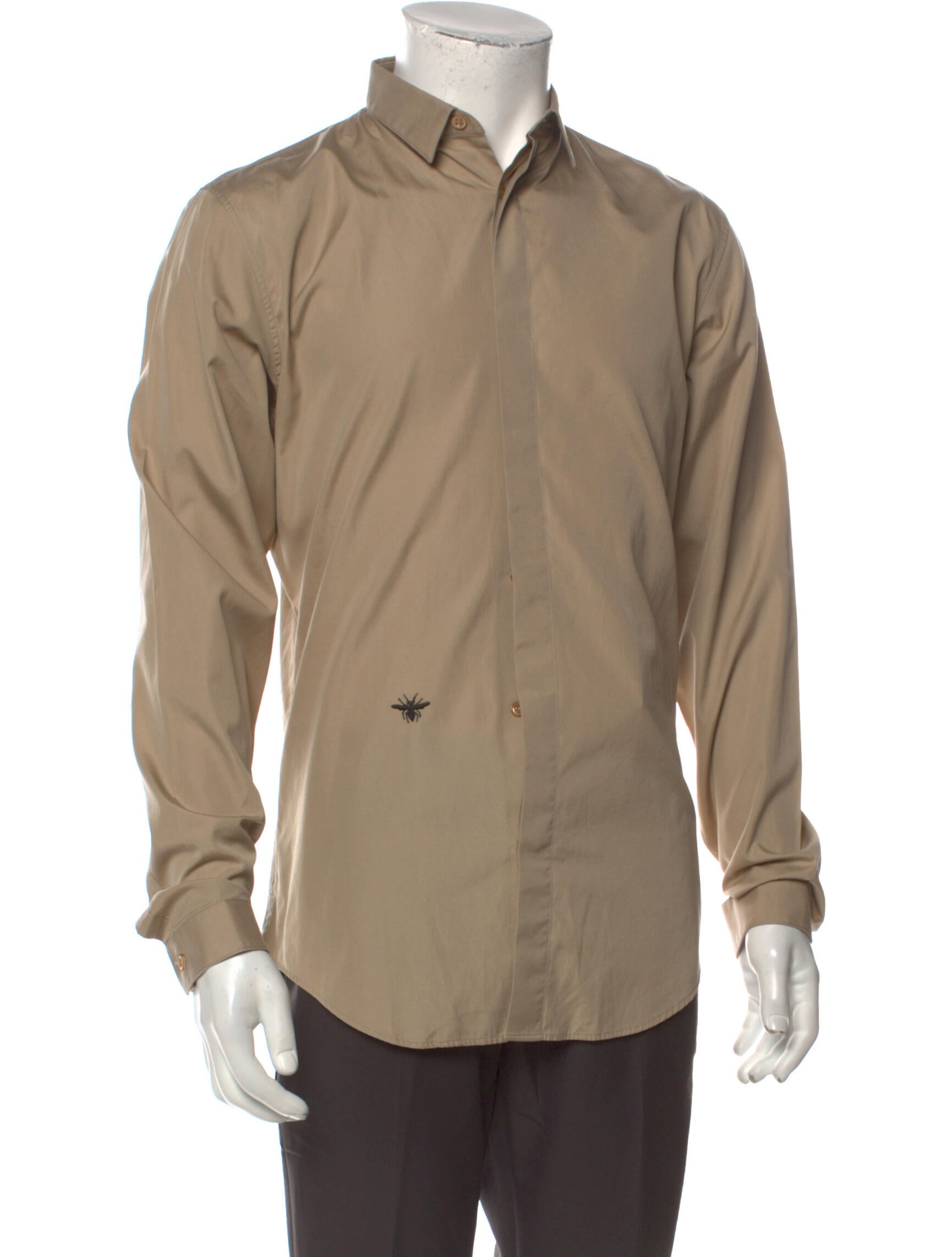 Christian Dior Long Sleeve Tuxedo Shirt - Brown Dress Shirts 