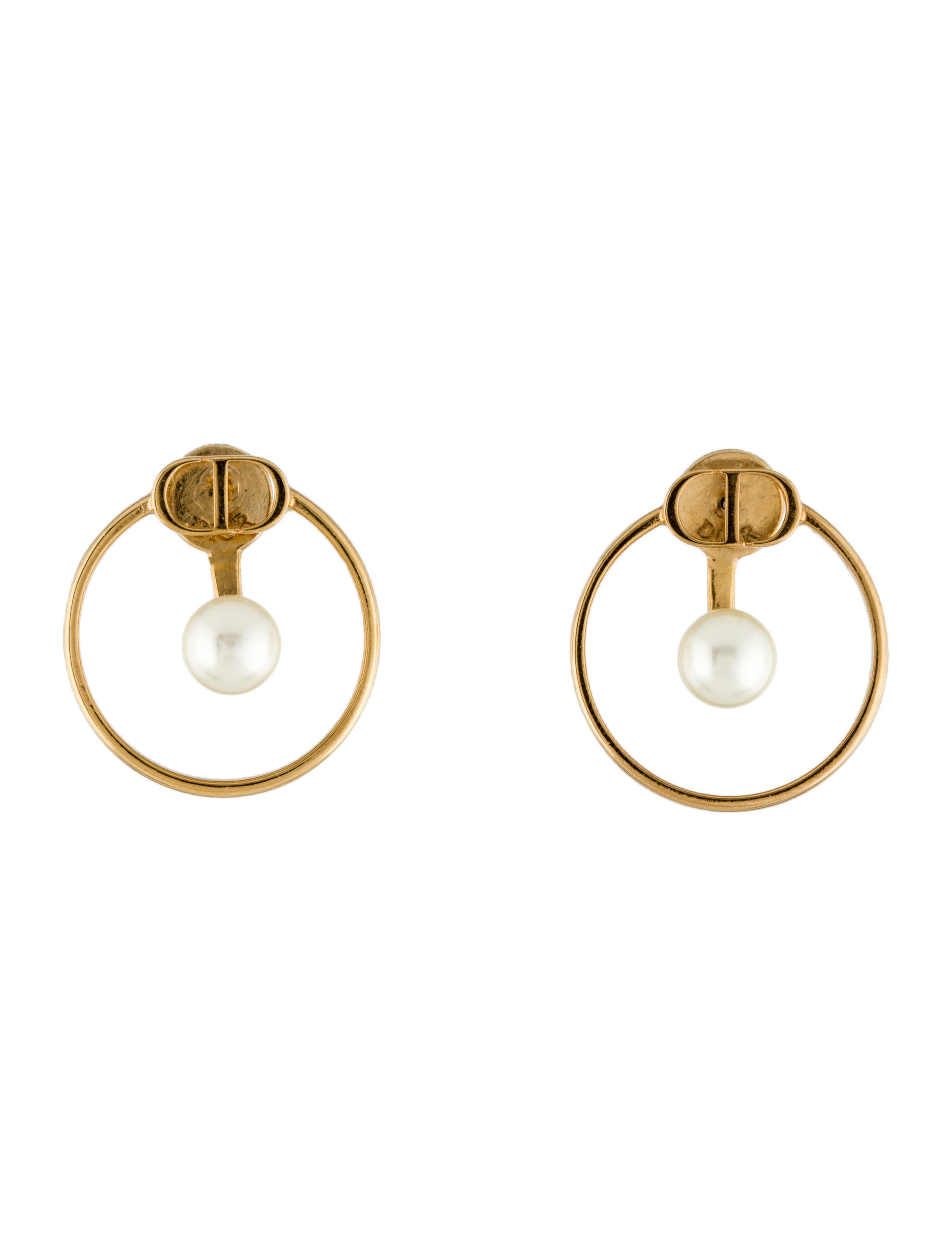 Christian Dior Vintage Textured Huggie Drop Earrings GoldTone Metal