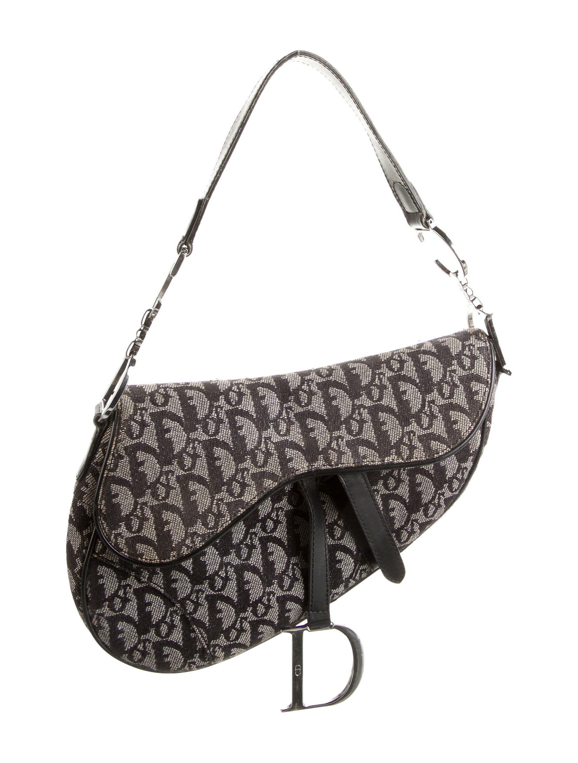 Christian Dior Vintage Nylon Saddle Bag Black Shoulder Bags, Handbags