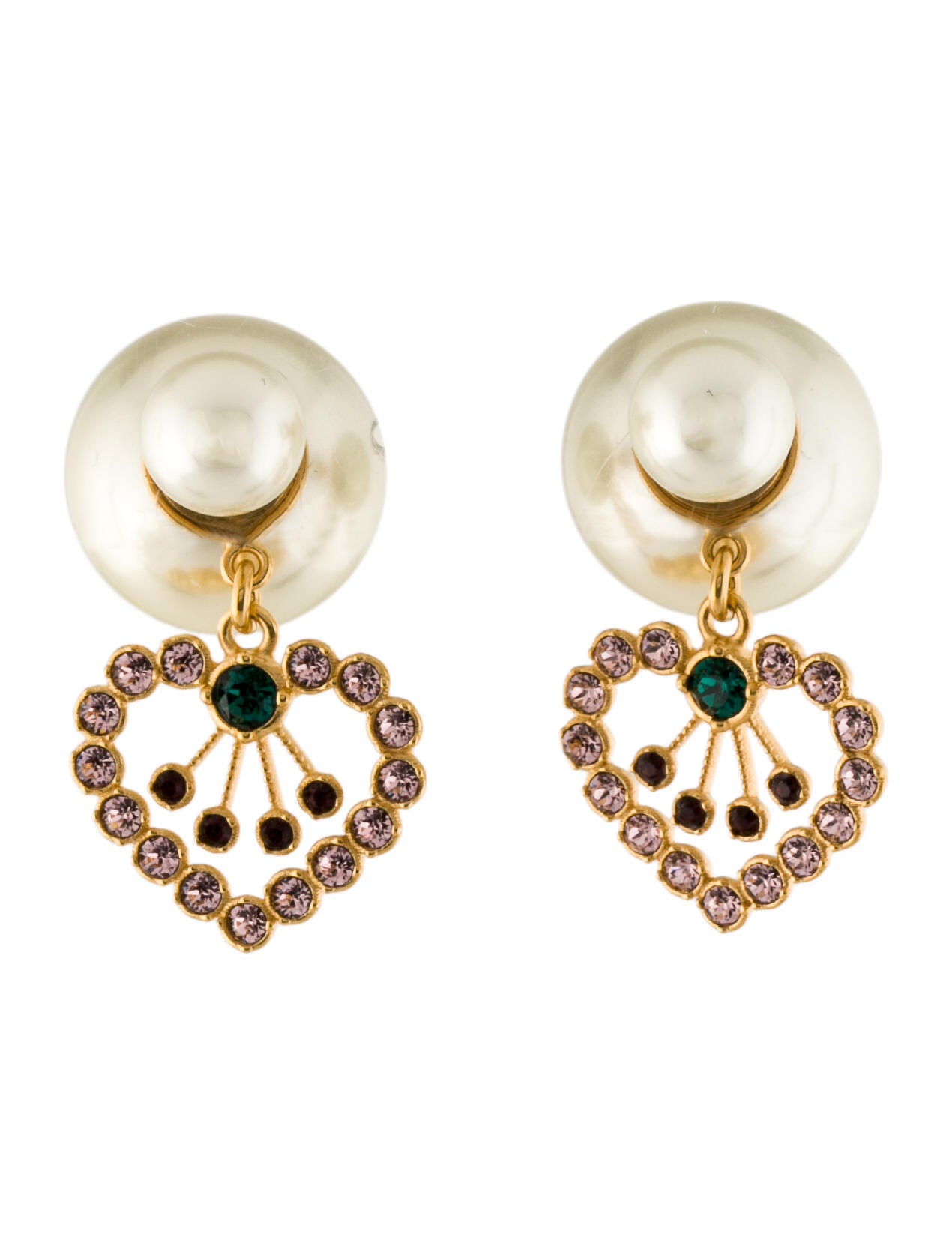 Christian Dior Logo Flower Earring SilverTone Metal Drop, Earrings