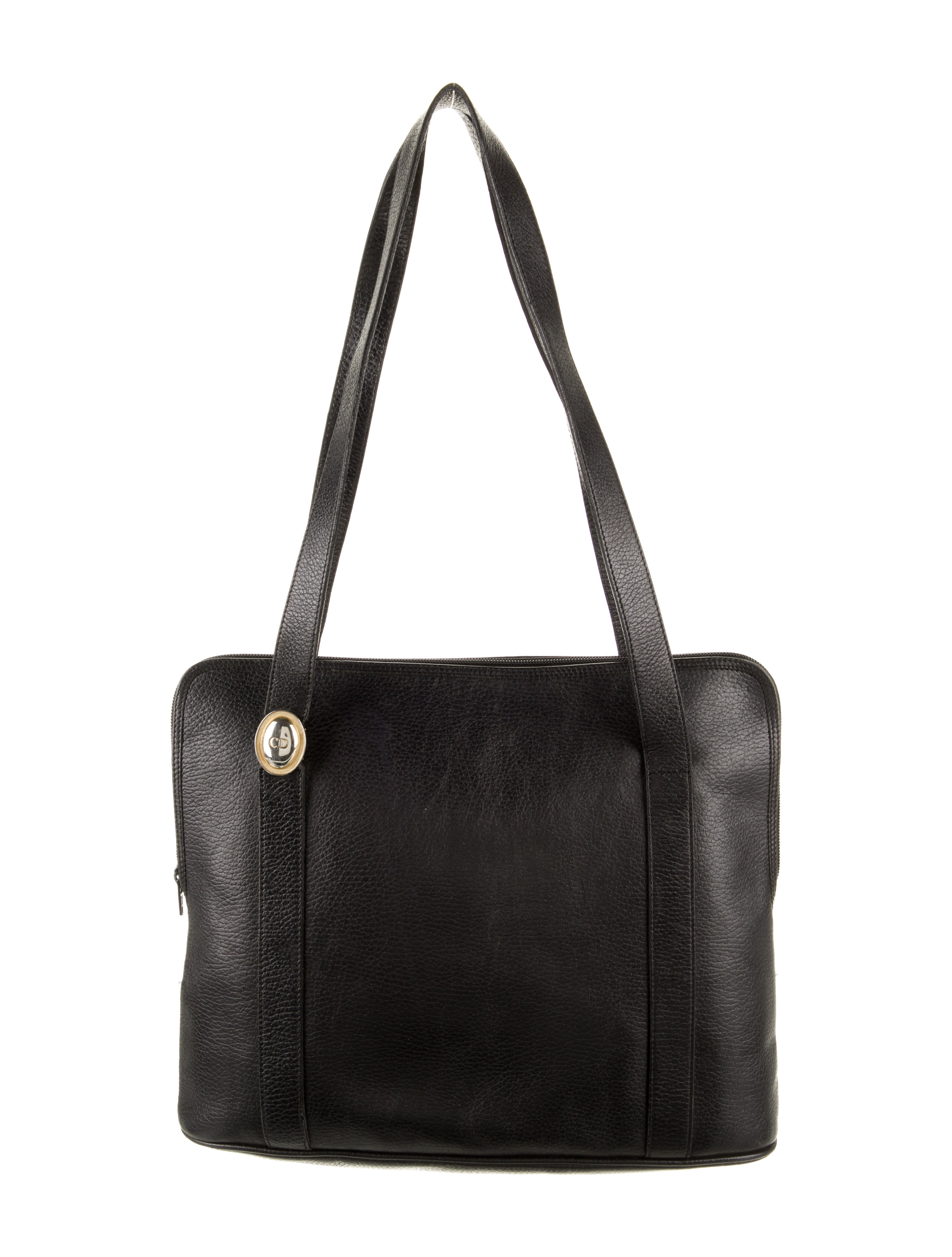 Christian Dior Vintage LeatherTrimmed Saddle Bag Black Shoulder Bags