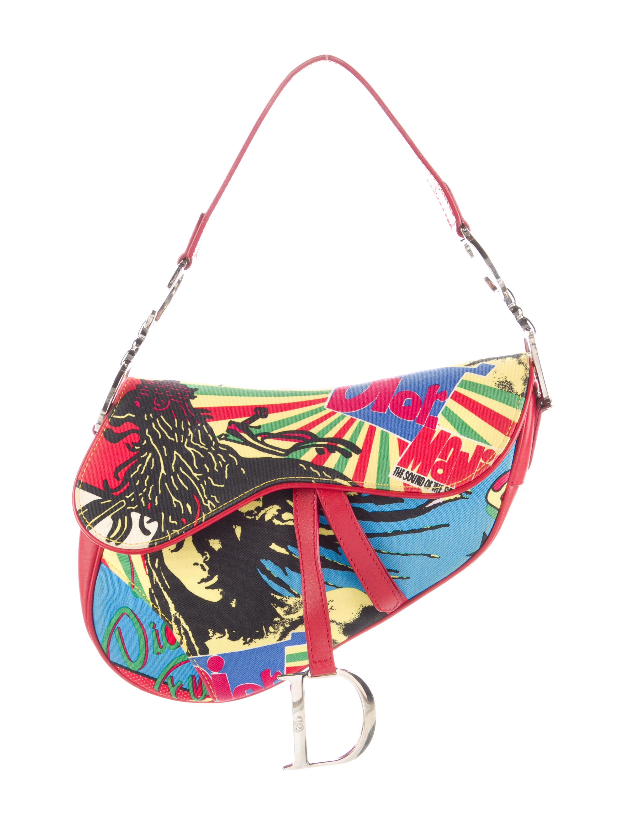 Christian Dior Vintage Floral Saddle Bag White Shoulder Bags