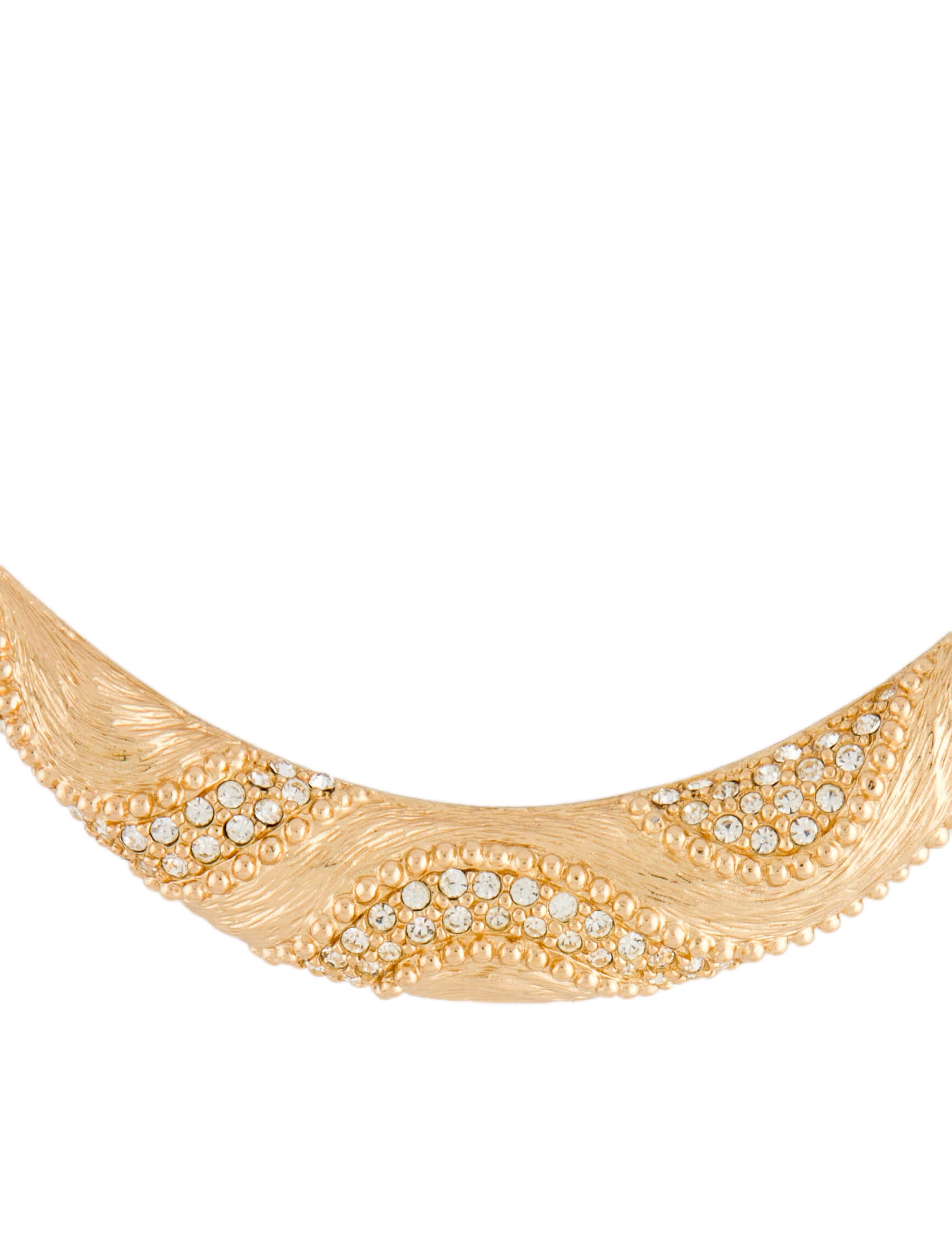Christian Dior Vintage Faux Pearl & Crystal Collar Necklace Gold