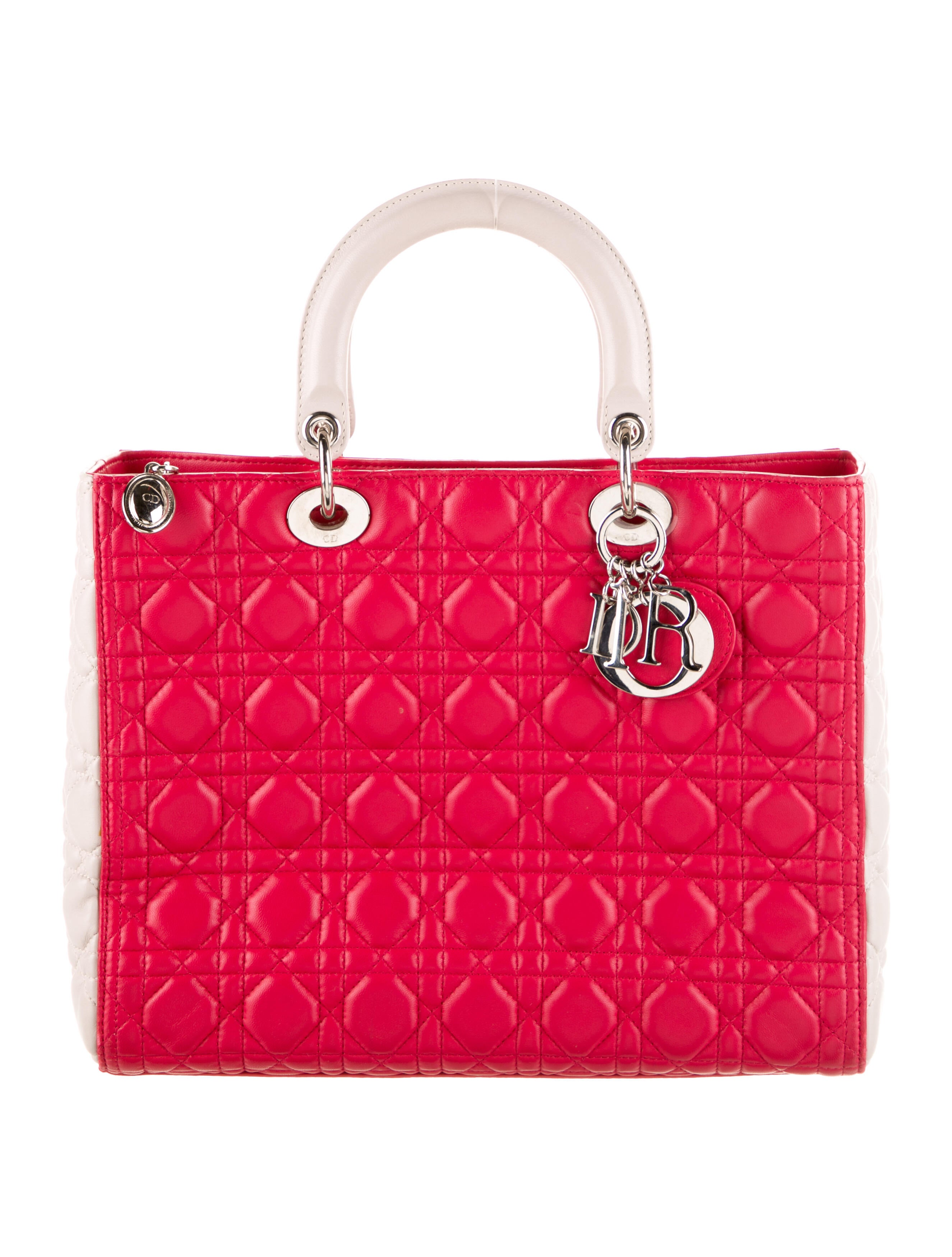 Christian Dior Large Lady Dior Bag Red Handle Bags, Handbags