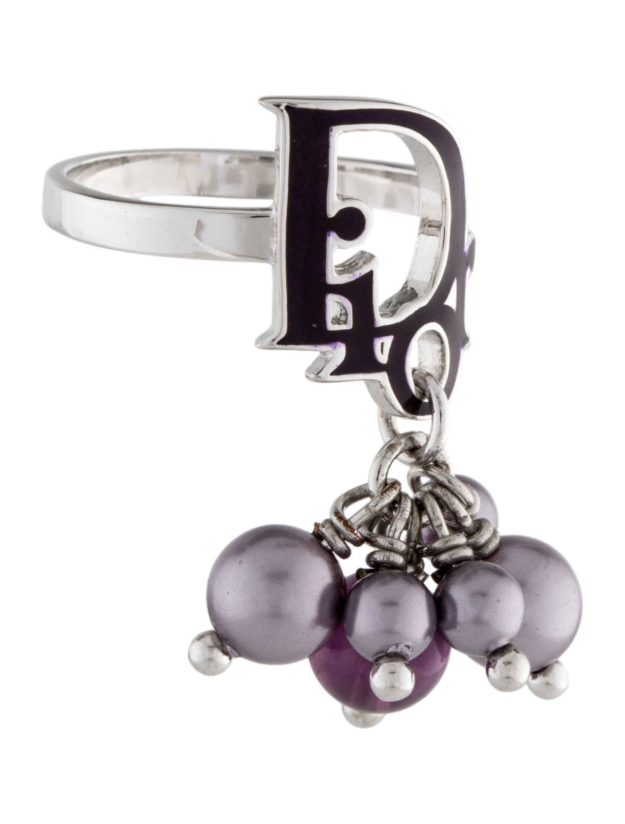 Christian Dior Stone Lucky Ring Brown, GoldTone Metal