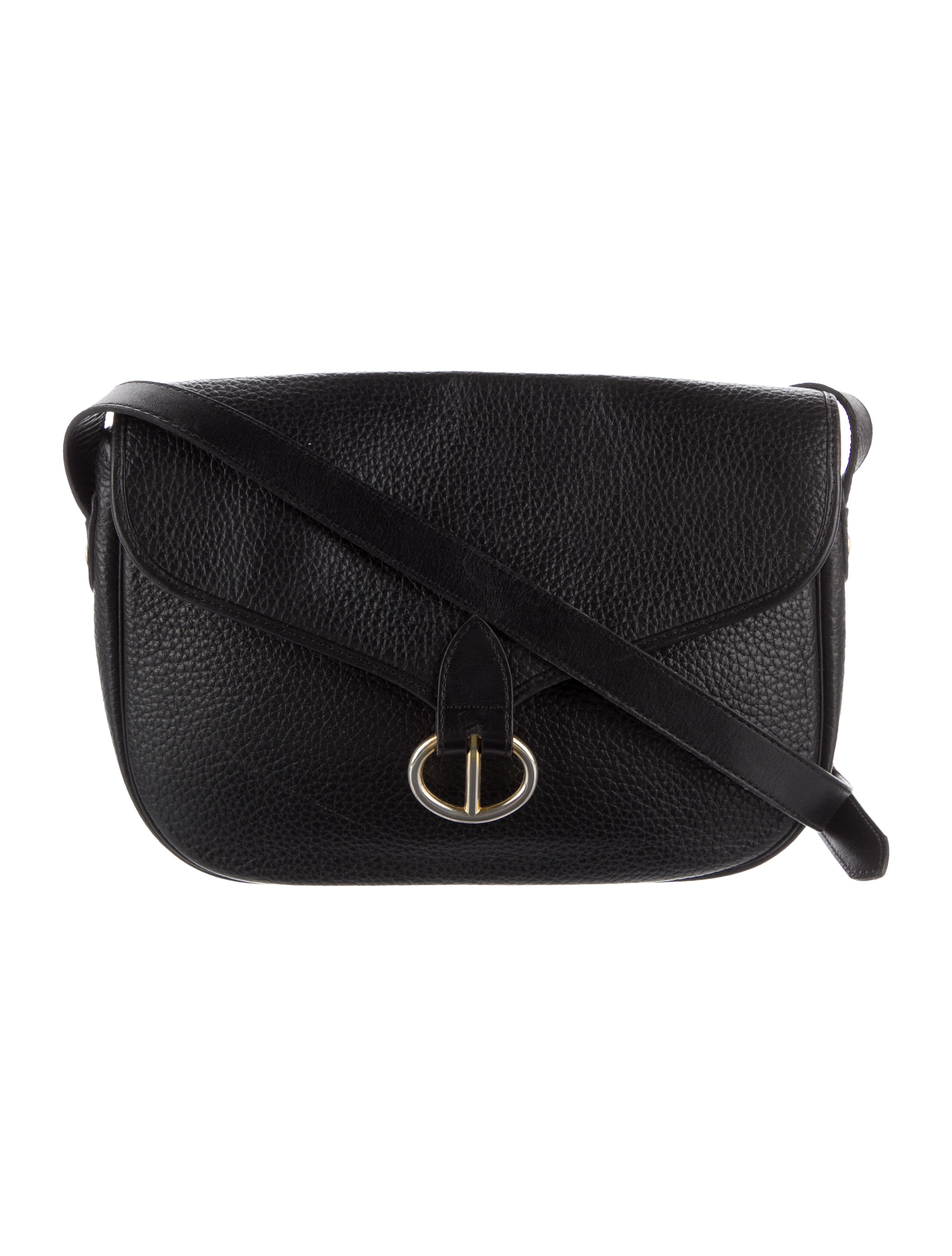 Christian Dior Vintage Pebbled Leather Crossbody Bag Black Crossbody
