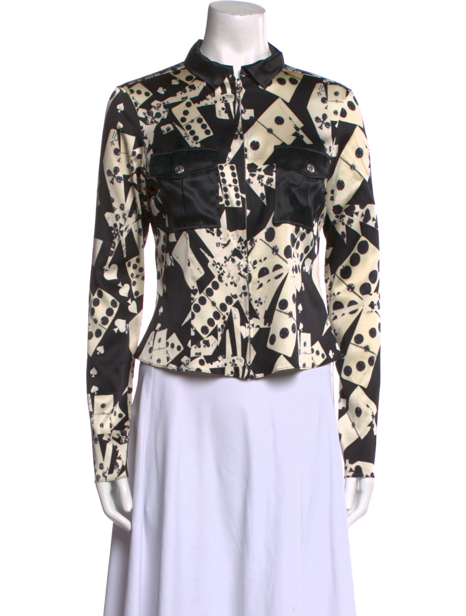 Christian Dior 2001 Domino-Printed Button-Up Top - Black