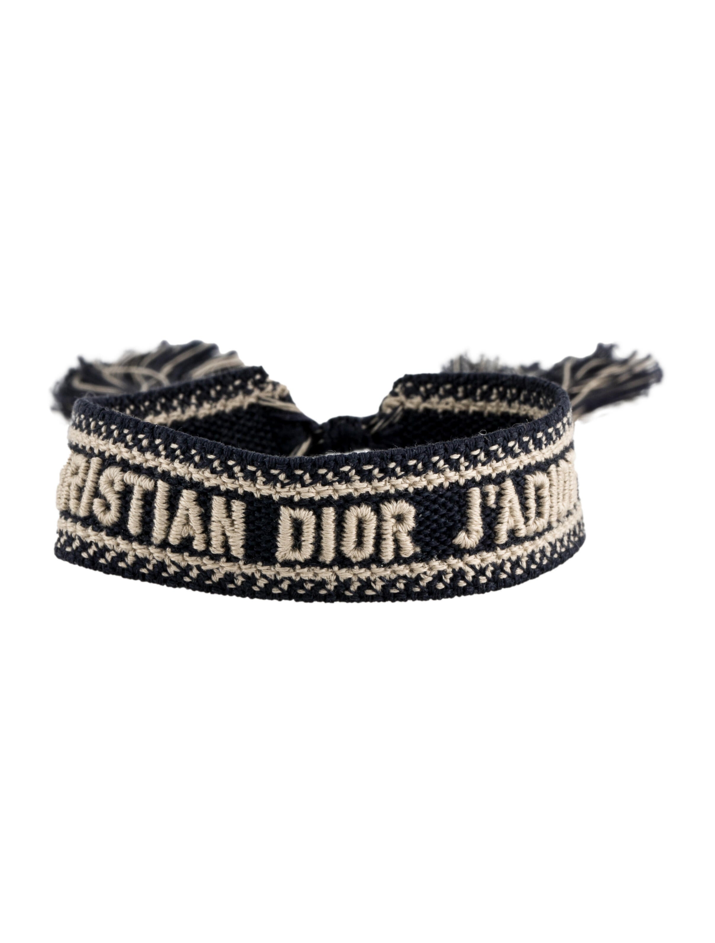 Christian Dior Cotton Oblique Friendship Bracelet Blue Wrap