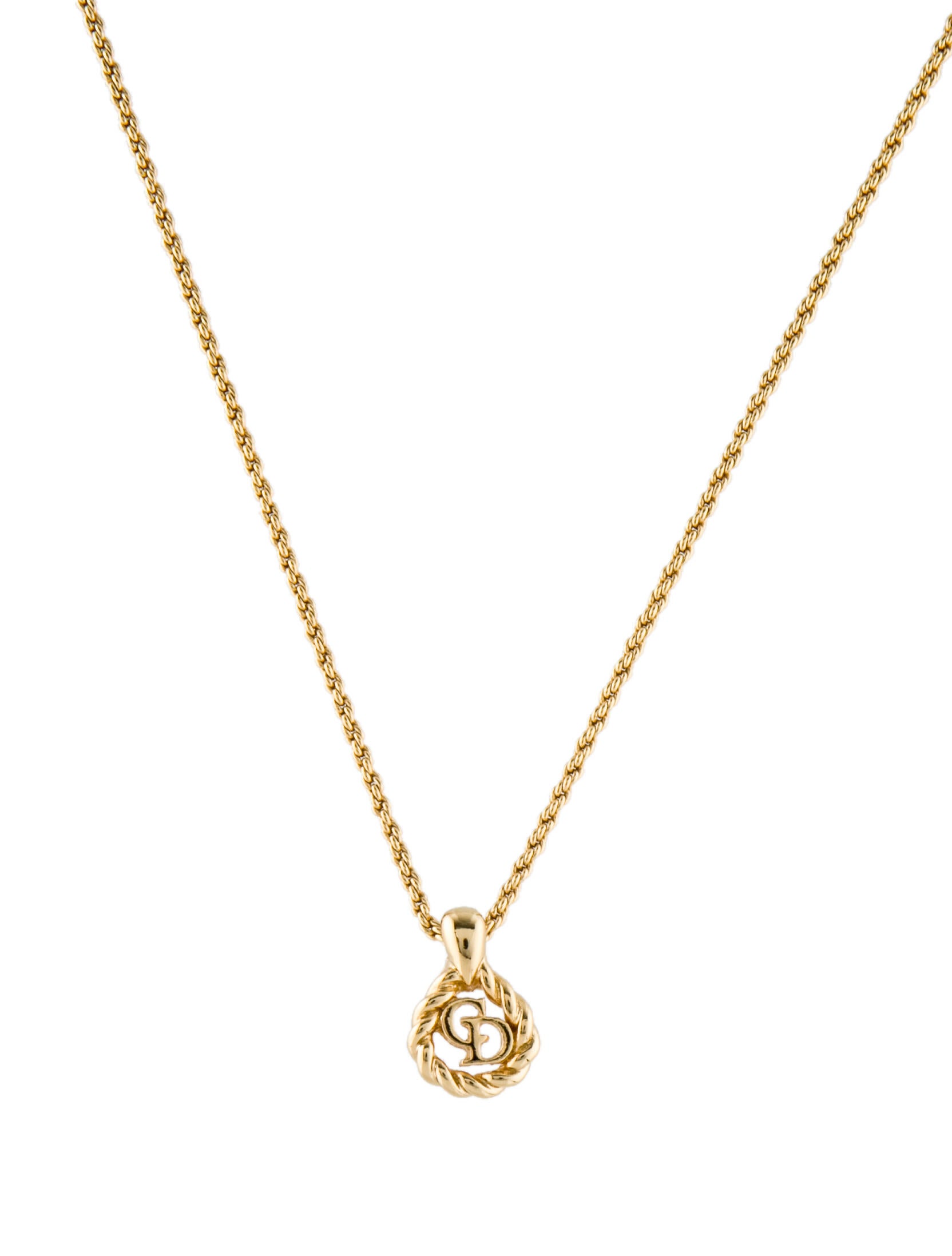 Christian Dior 18K Diamond 'Oui' Pendant Necklace 18K White Gold Pendant Necklace, Necklaces