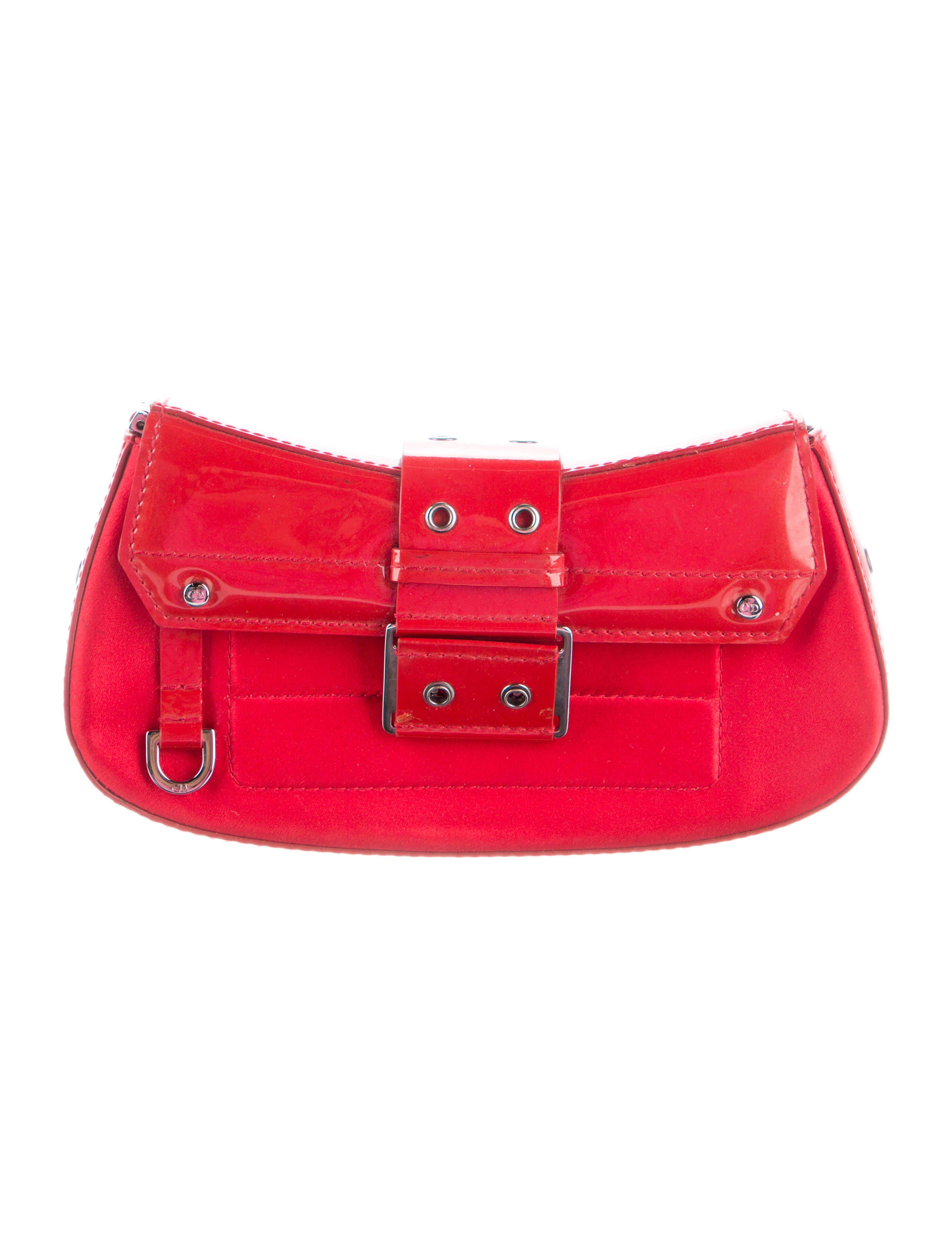 Christian Dior Diorama Satin Clutch Red Clutches, Handbags