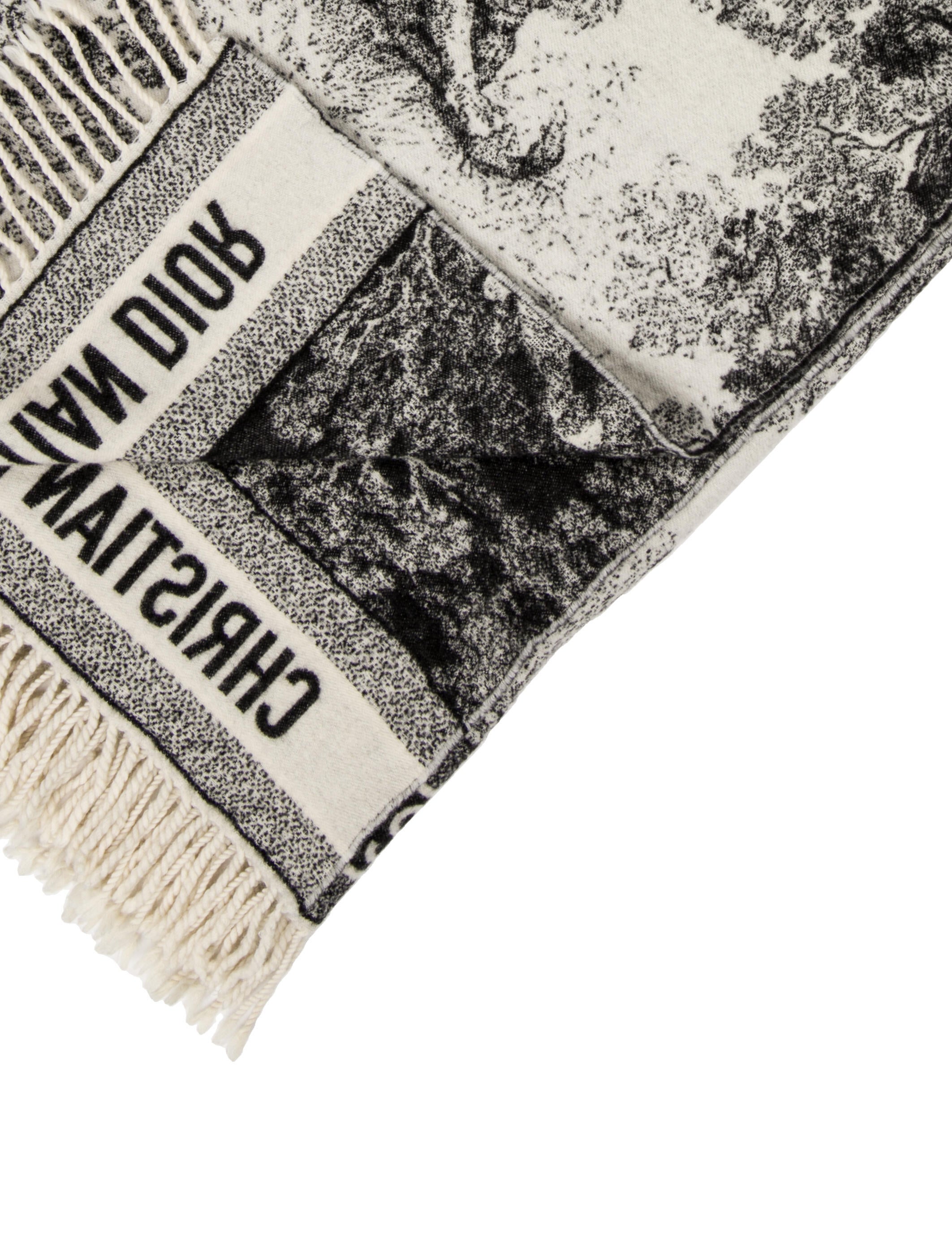 Christian Dior Toile De Jouy Blanket Wool Scarf