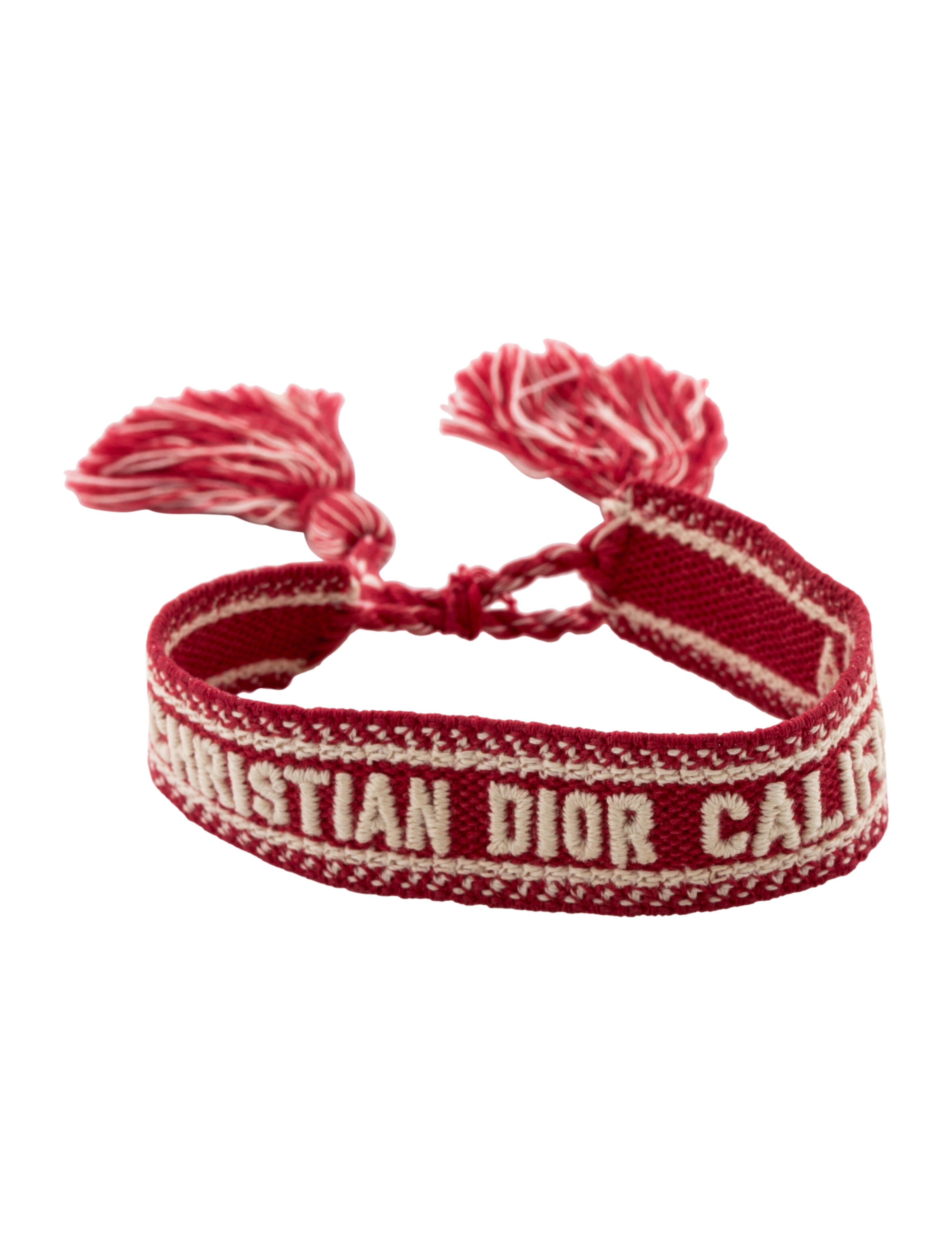 Christian Dior Cotton Woven 'California' Friendship Bracelet Red Wrap