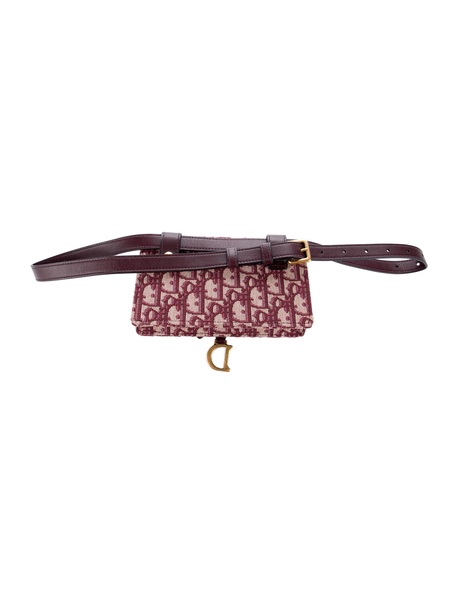 Christian Dior Oblique Saddle Belt Pouch Burgundy Waist Bags