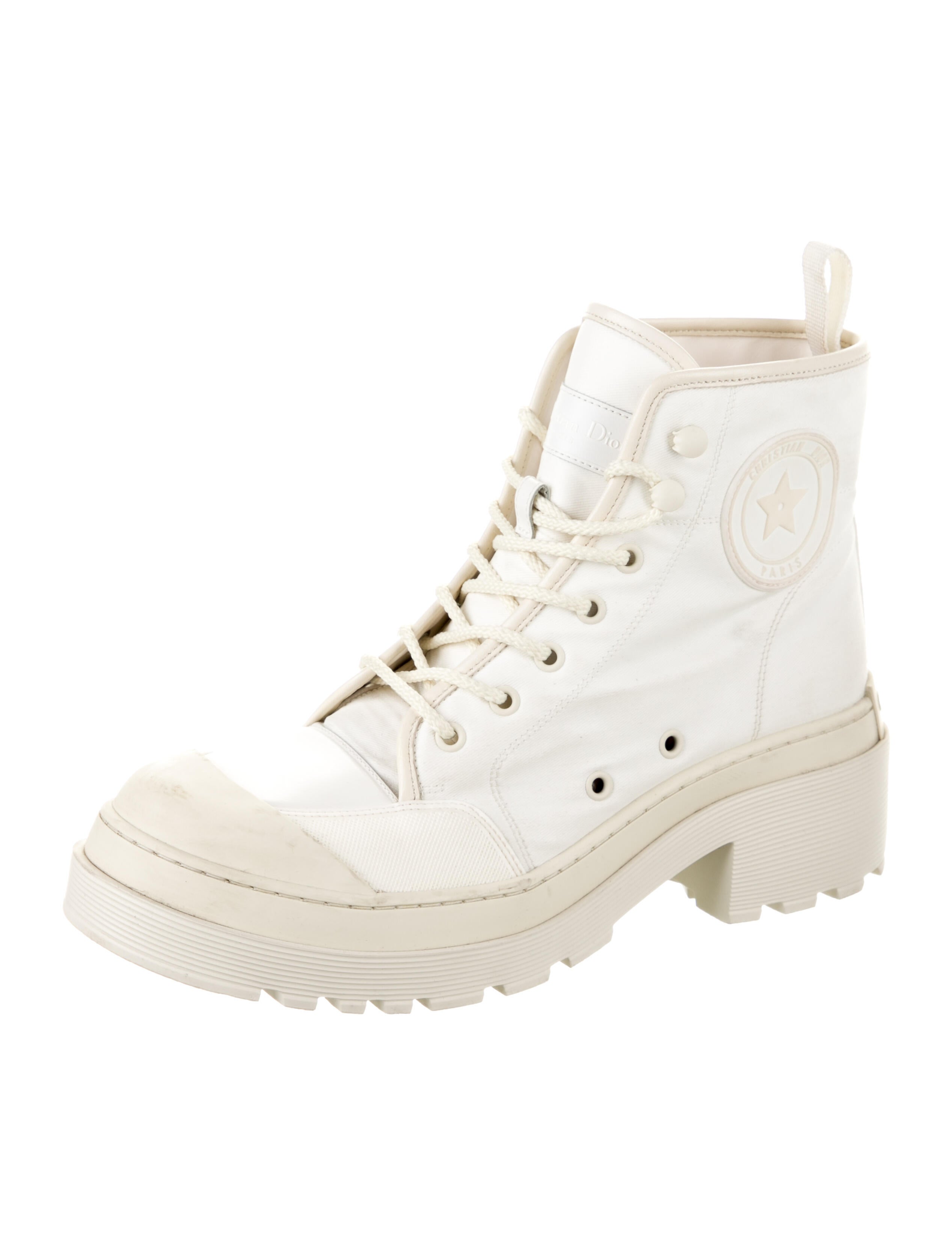 Christian Dior Leather Trim Embellishment Combat Boots