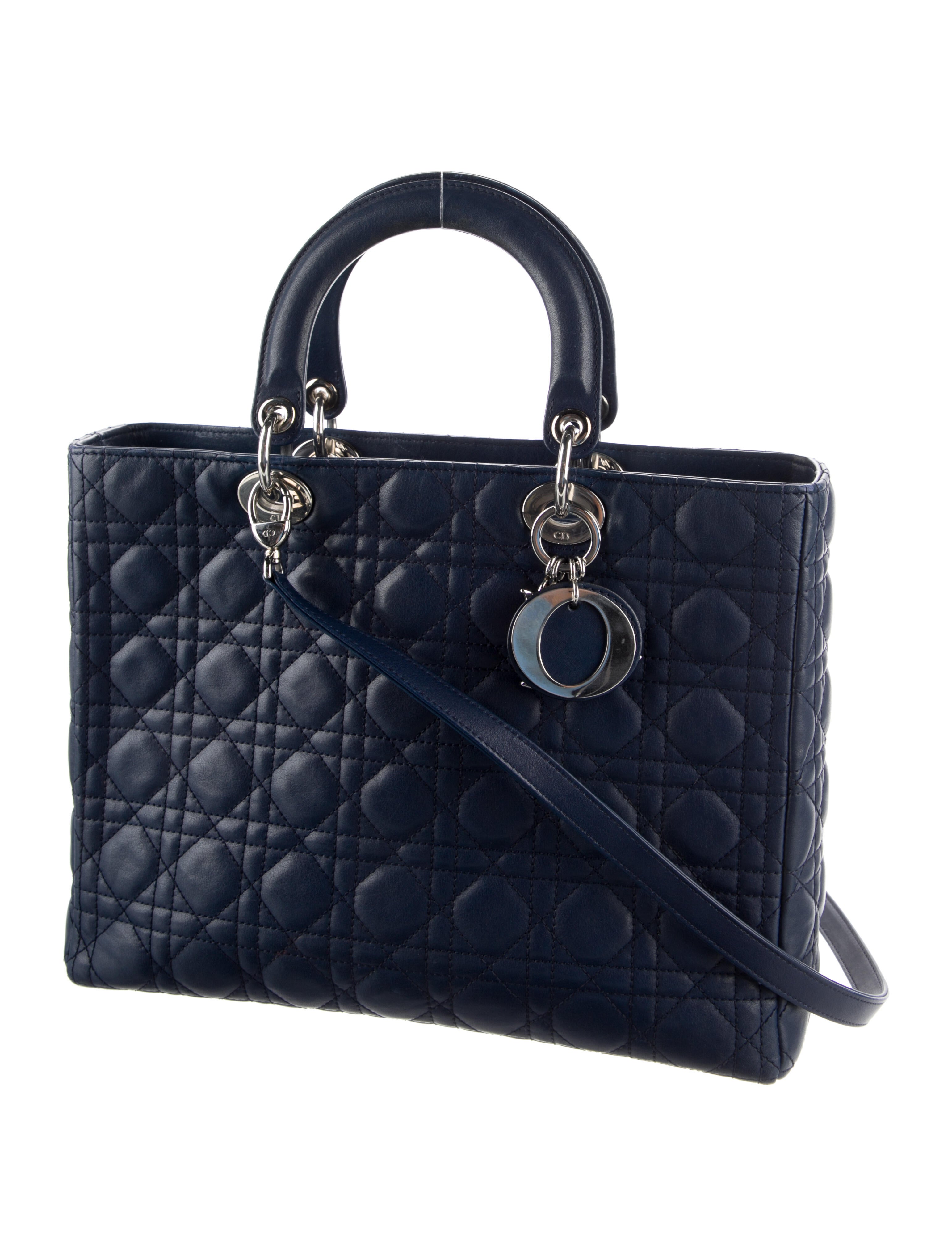 Christian Dior Large Lady Dior Blue Handle Bags, Handbags CHR311984