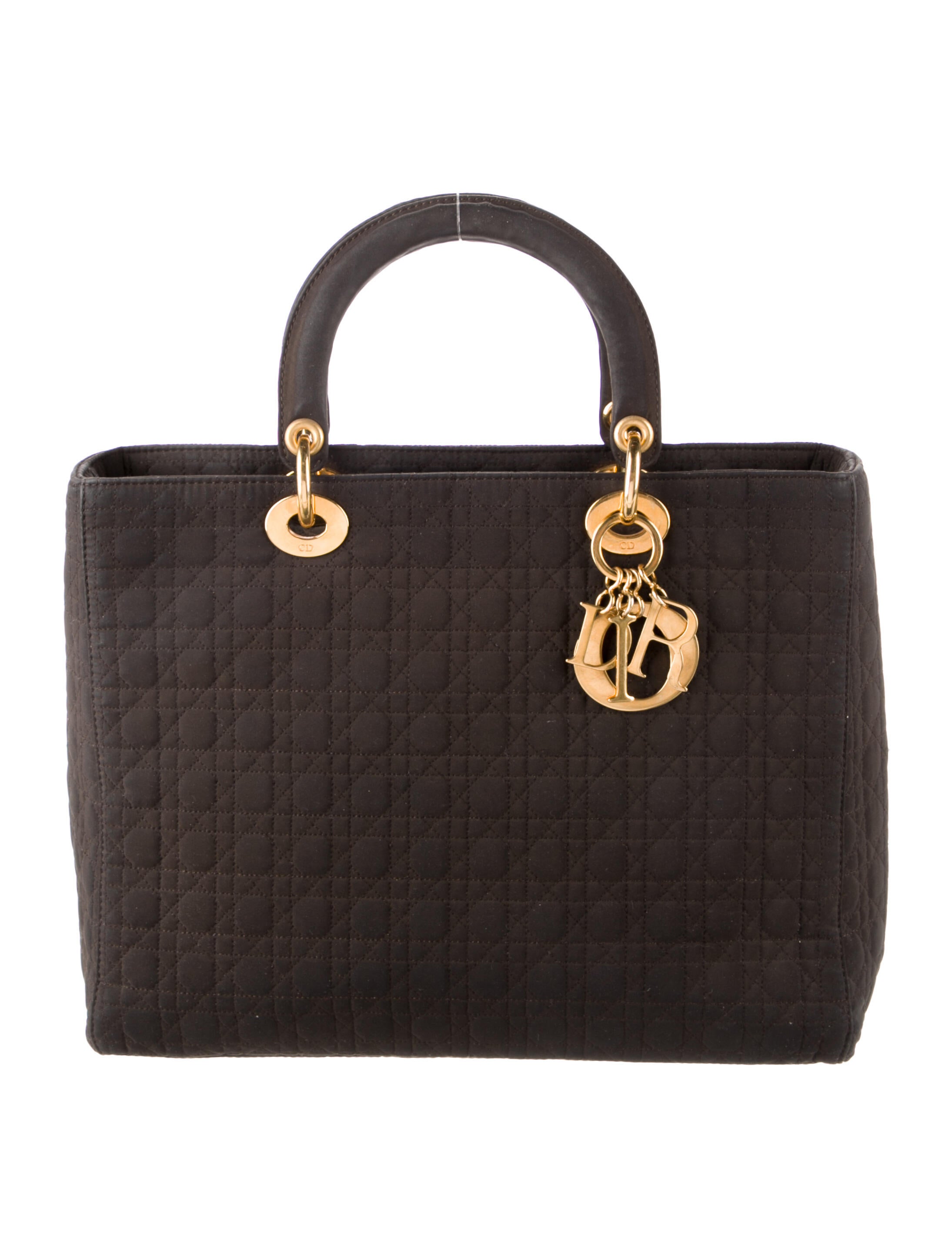 Christian Dior Nylon Large Lady Dior Bag Black Handle Bags, Handbags