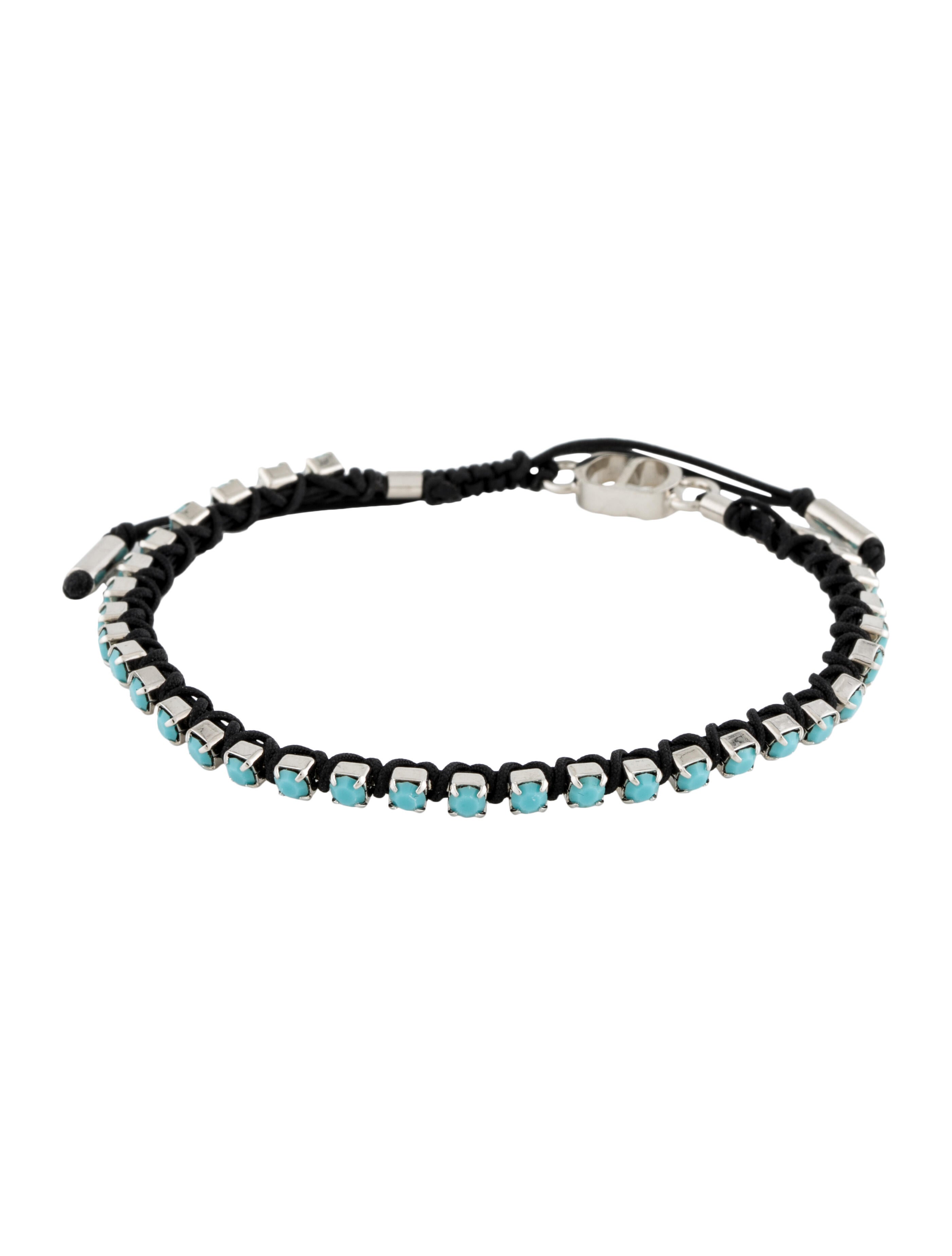 Christian Dior Crystal Adjustable Bracelet PalladiumPlated Bangle