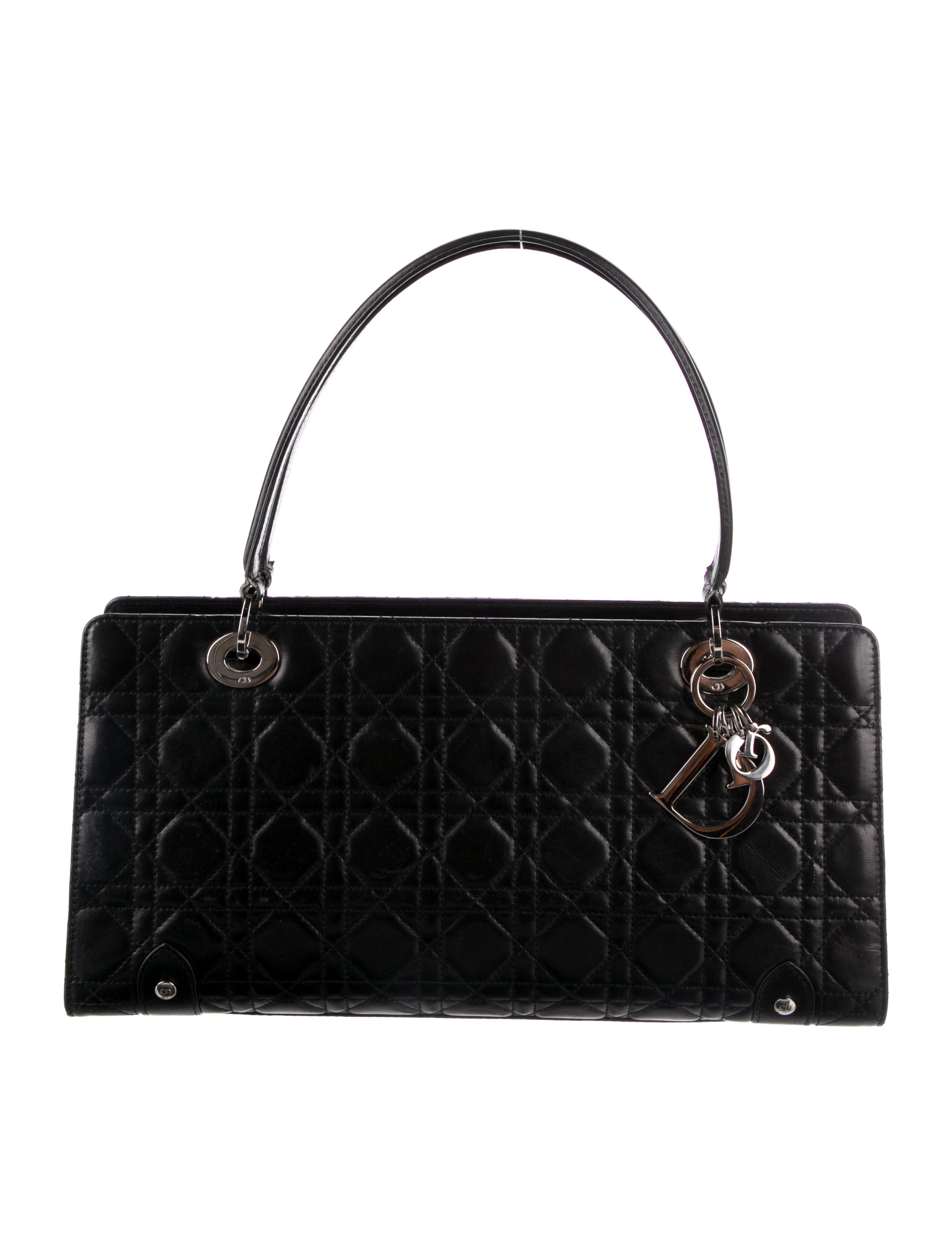 Christian Dior Medium Tweed Lady Dior Bag Black Handle Bags, Handbags