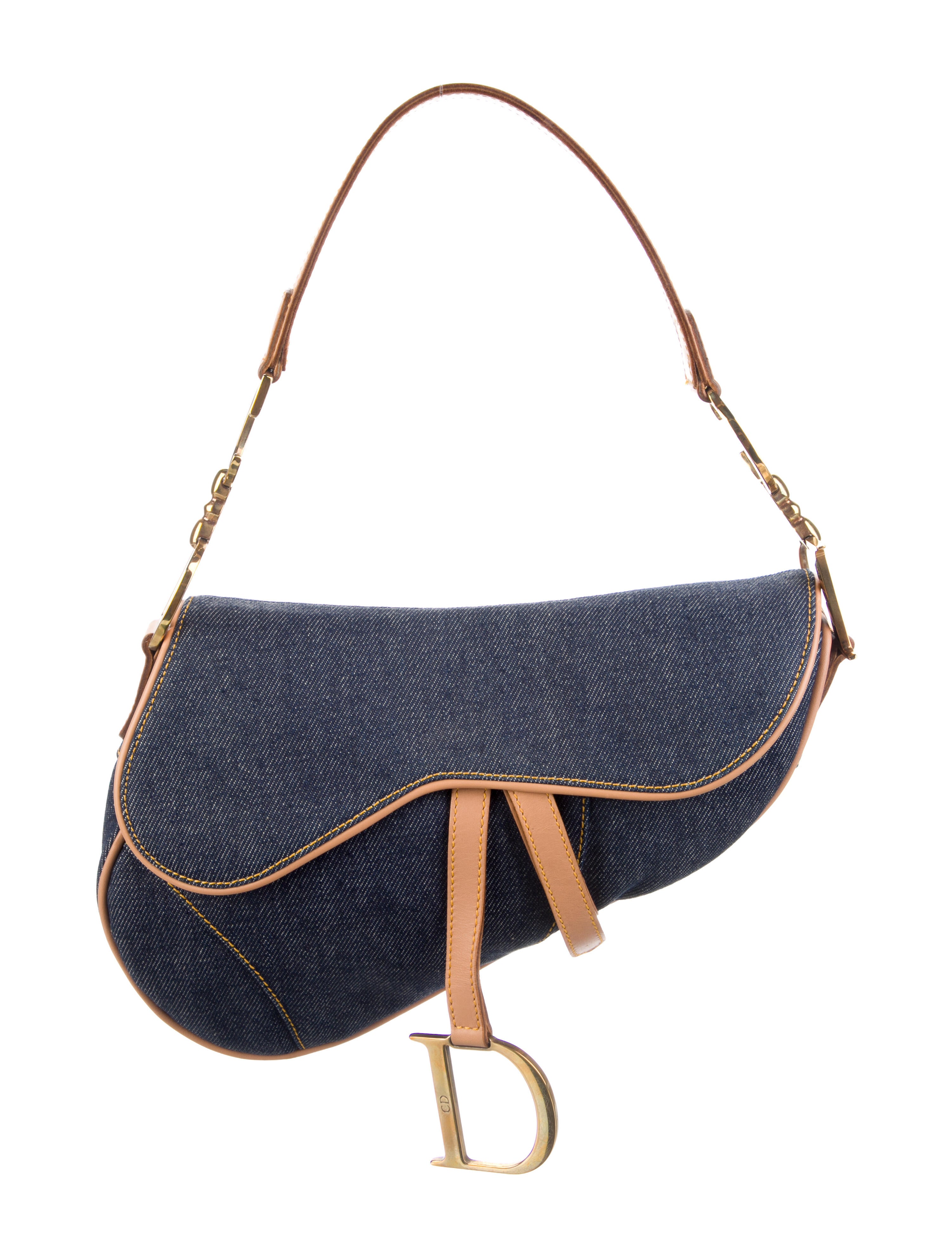 Christian Dior 2018 Embroidered Medium Saddle Bag w/ Tags Blue