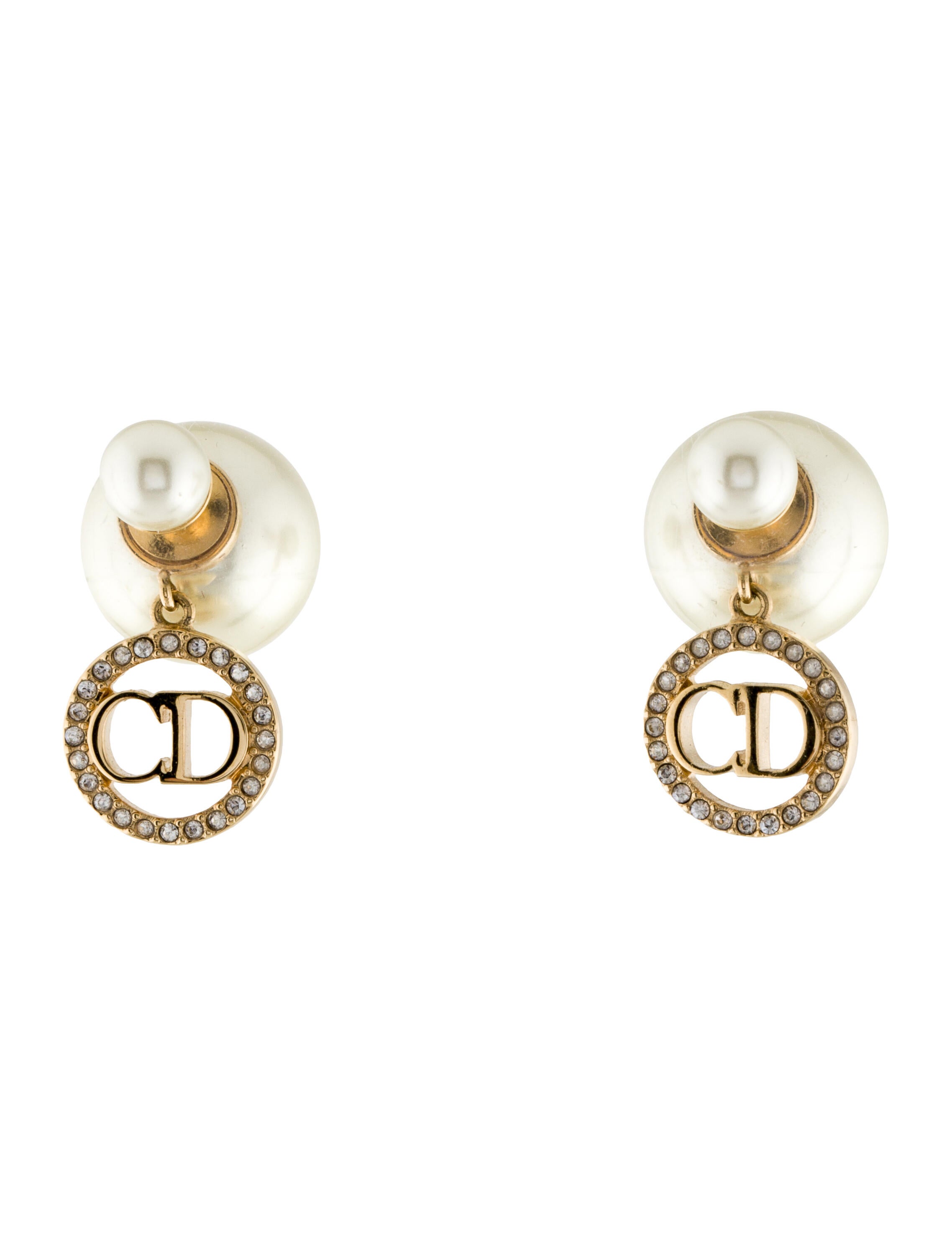 Christian Dior Logo Drop Earrings Sterling Silver Drop, Earrings