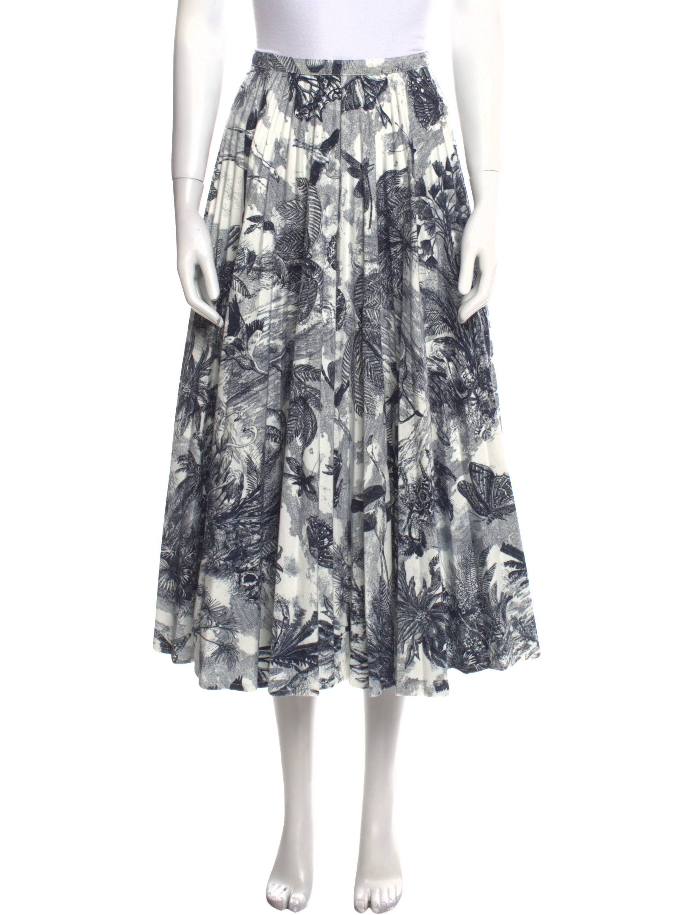 【関税&送料込】Dior Midi Skirts Christian Dior Printed Midi Length Skirt - White Skirts