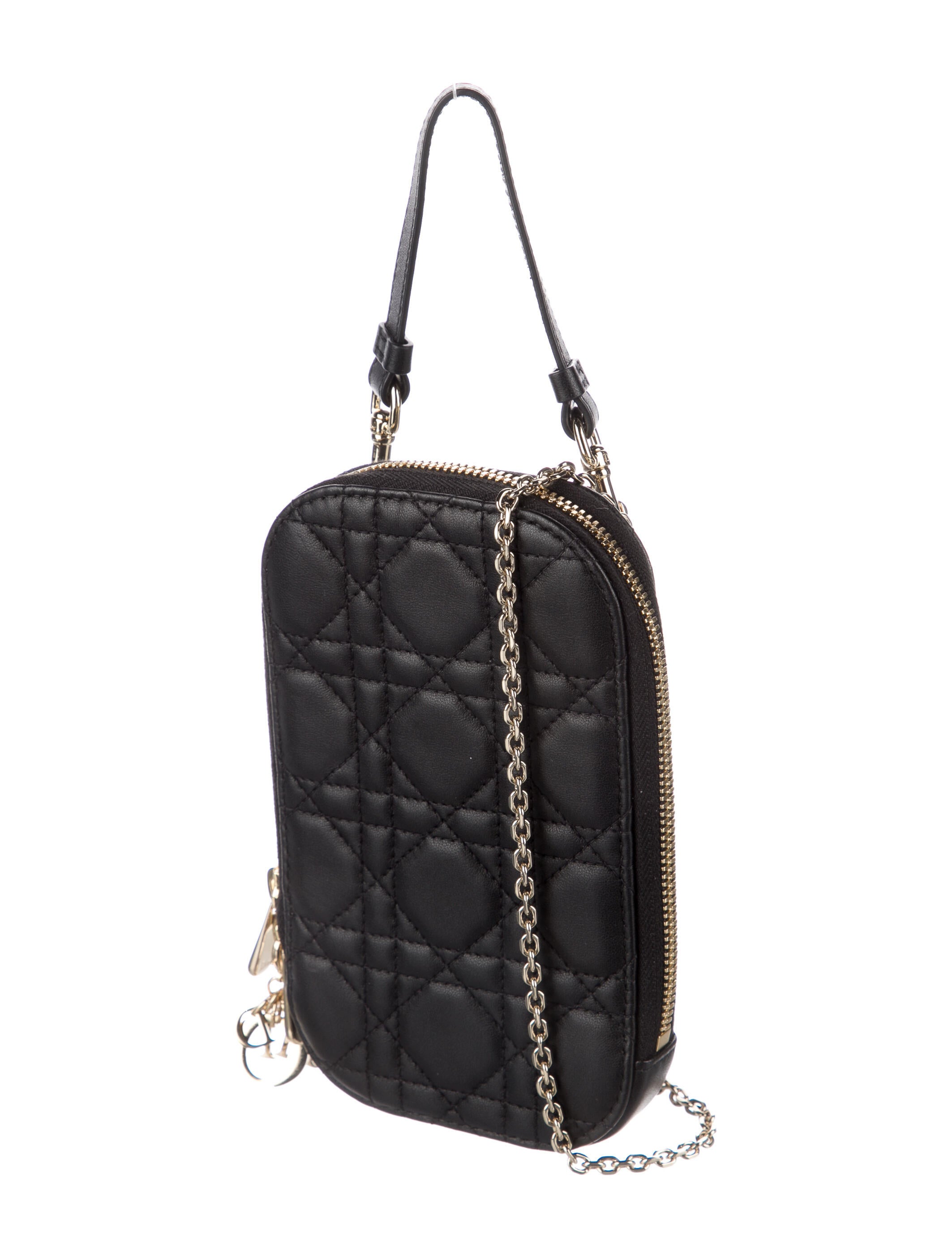 Christian Dior 2021 Cannage Lady Dior Phone Holder Black Crossbody