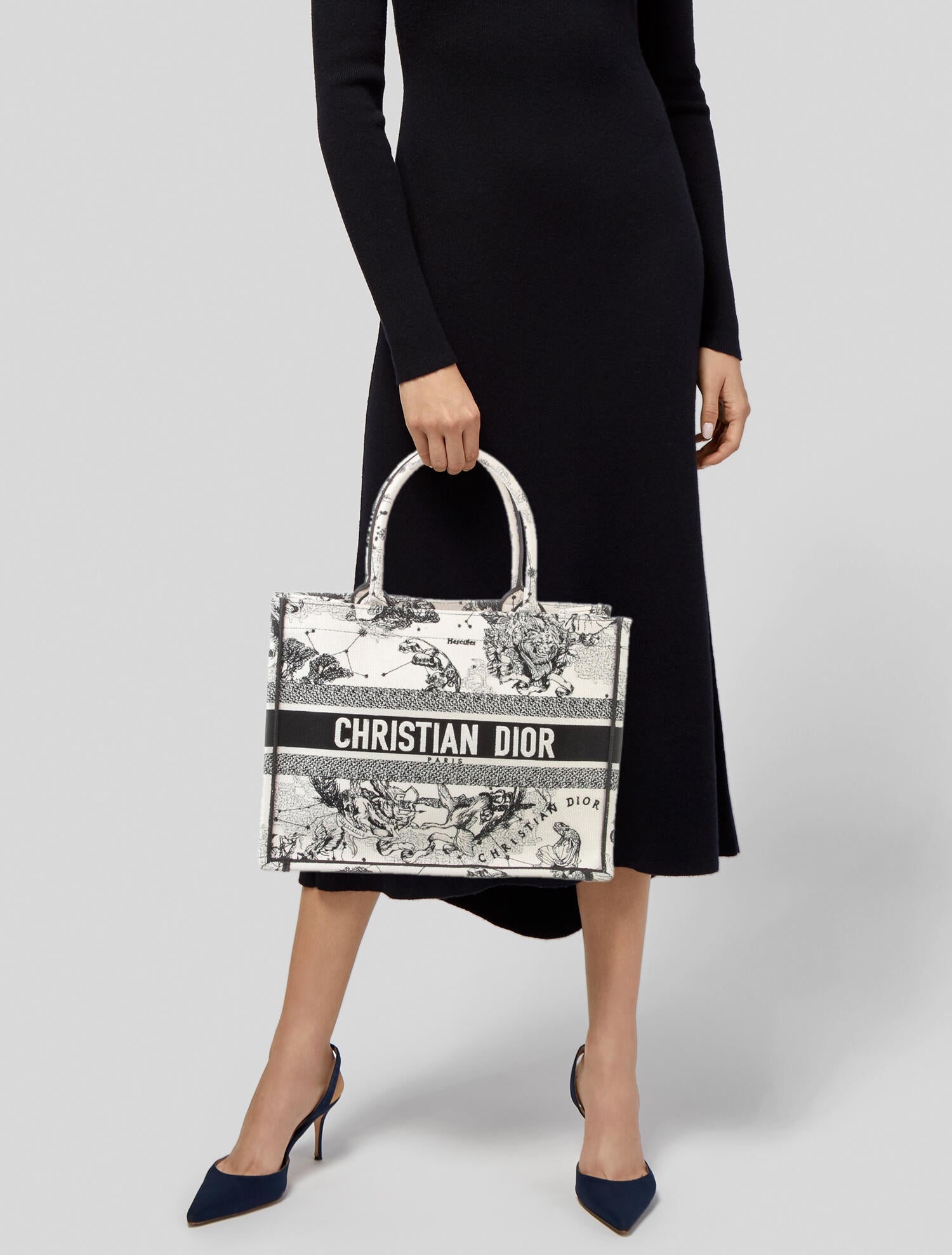 Christian Dior 2021 Medium Toile De Zodiac Book Tote White Totes