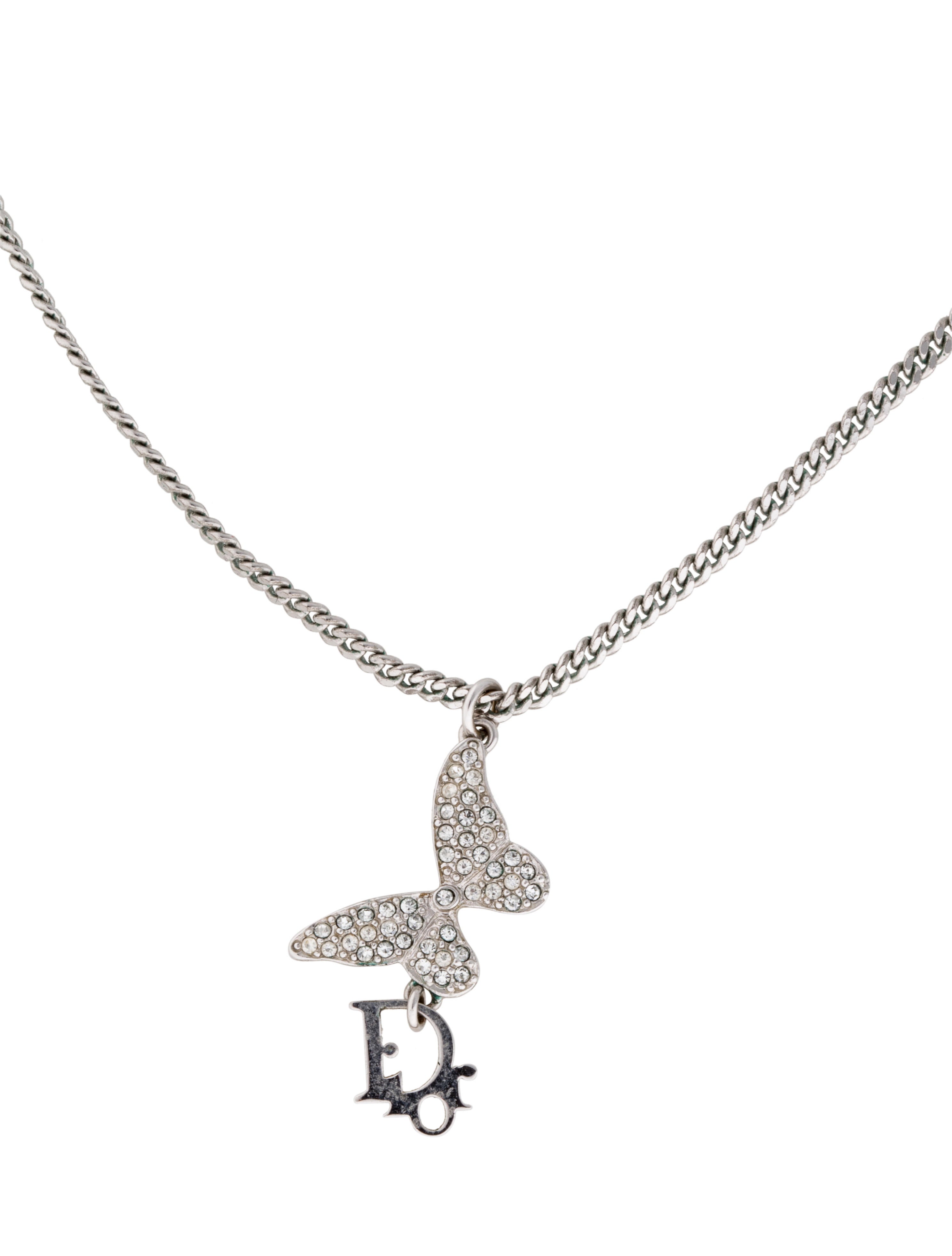 Christian Dior Crystal Butterfly Necklace - Pendant Necklace