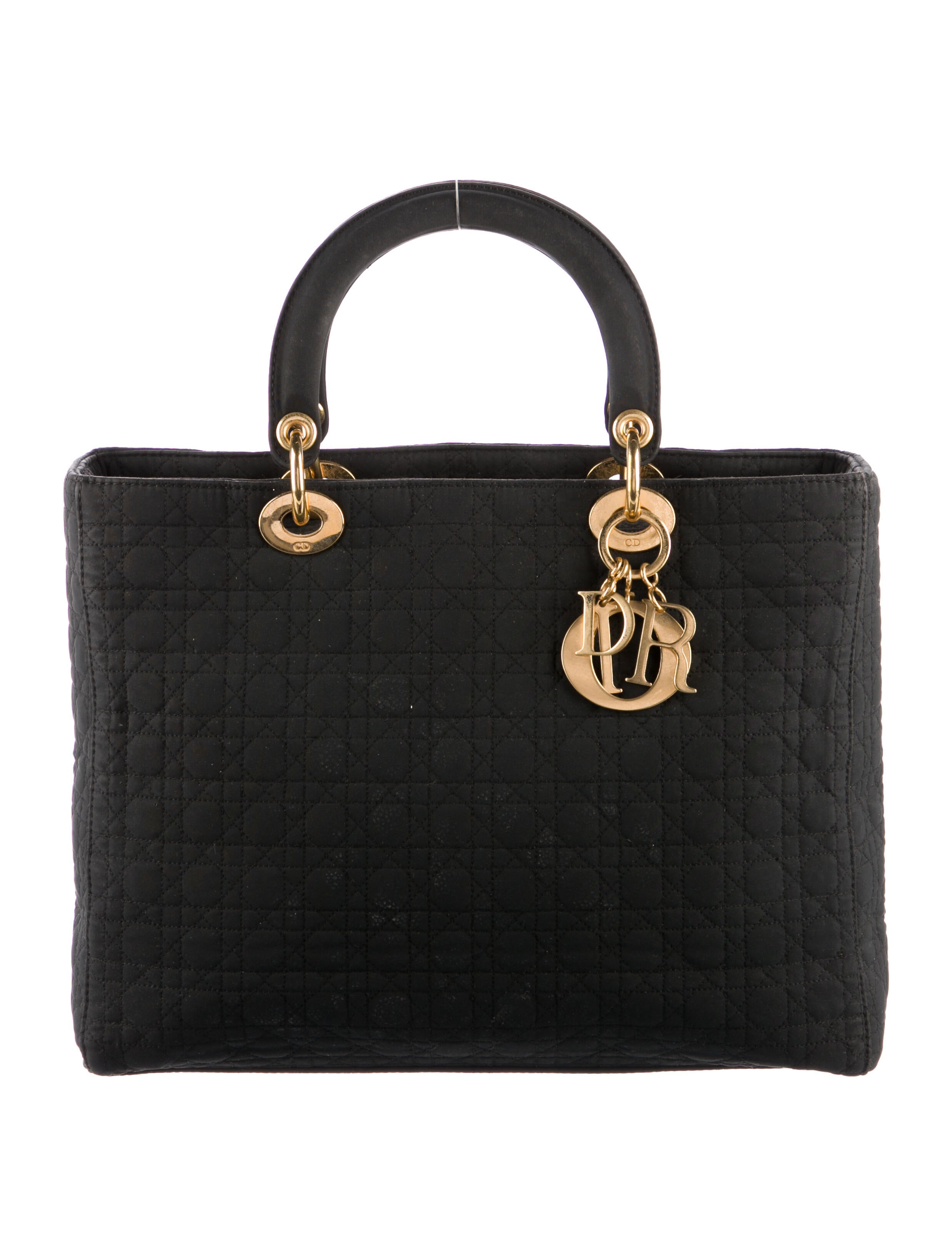 Christian Dior Large Nylon Lady Dior Bag Black Handle Bags, Handbags