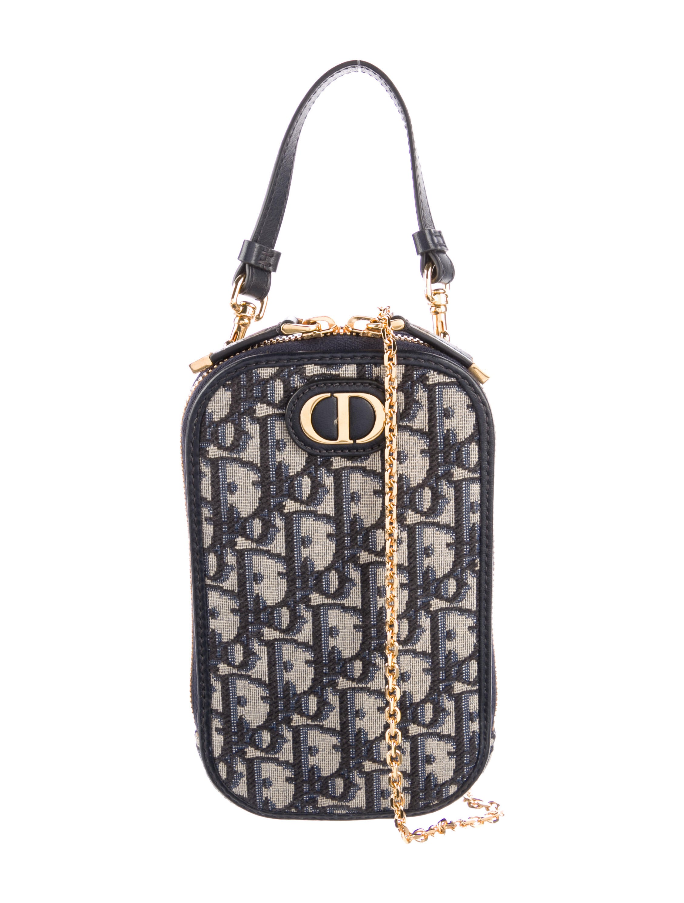 Christian Dior 30 Montaigne Oblique Phone Holder Crossbody Blue