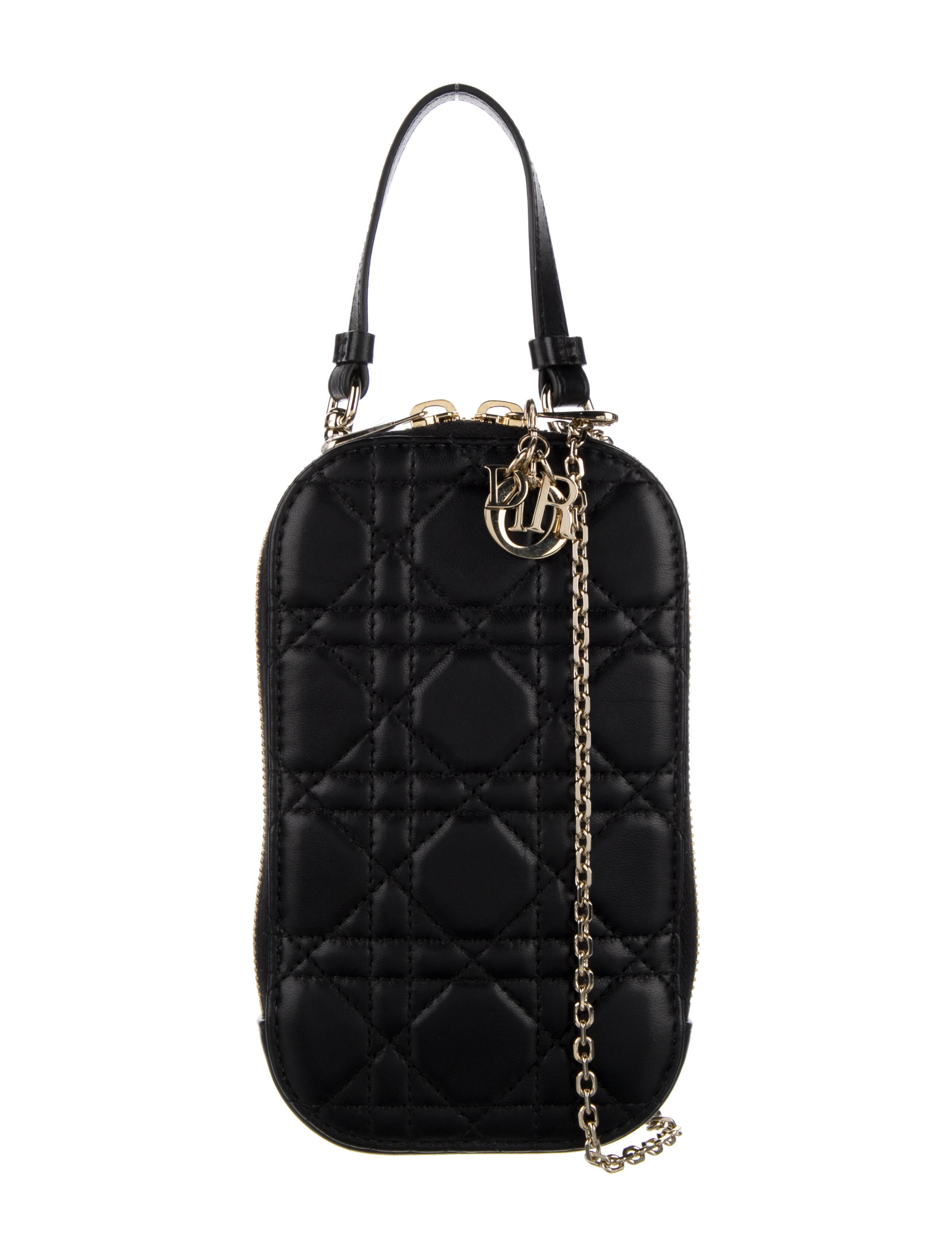 Christian Dior 2022 Lady Dior Phone Holder Bag Black Mini Bags