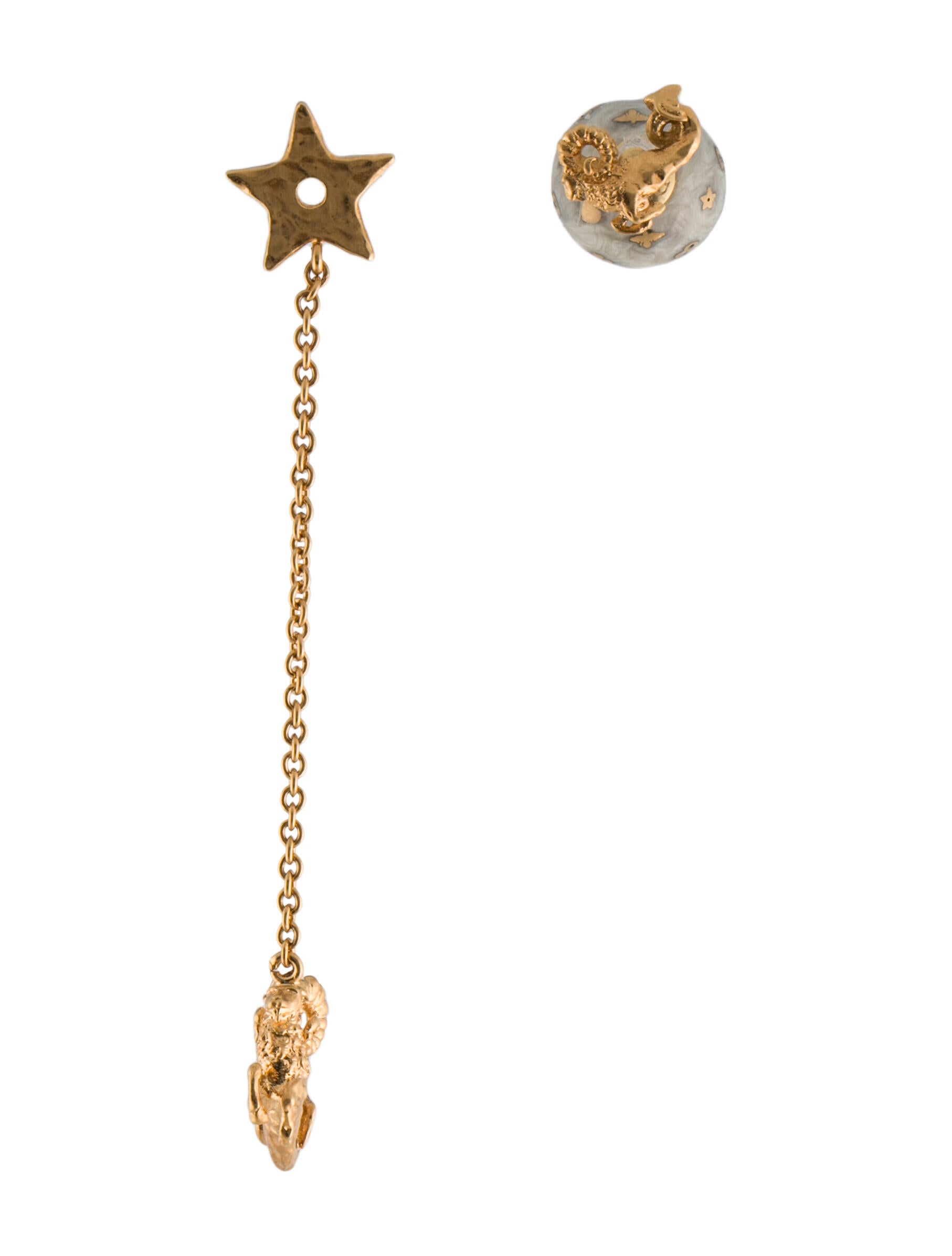 Christian Dior Star Drop Earrings SilverTone Metal Drop, Earrings