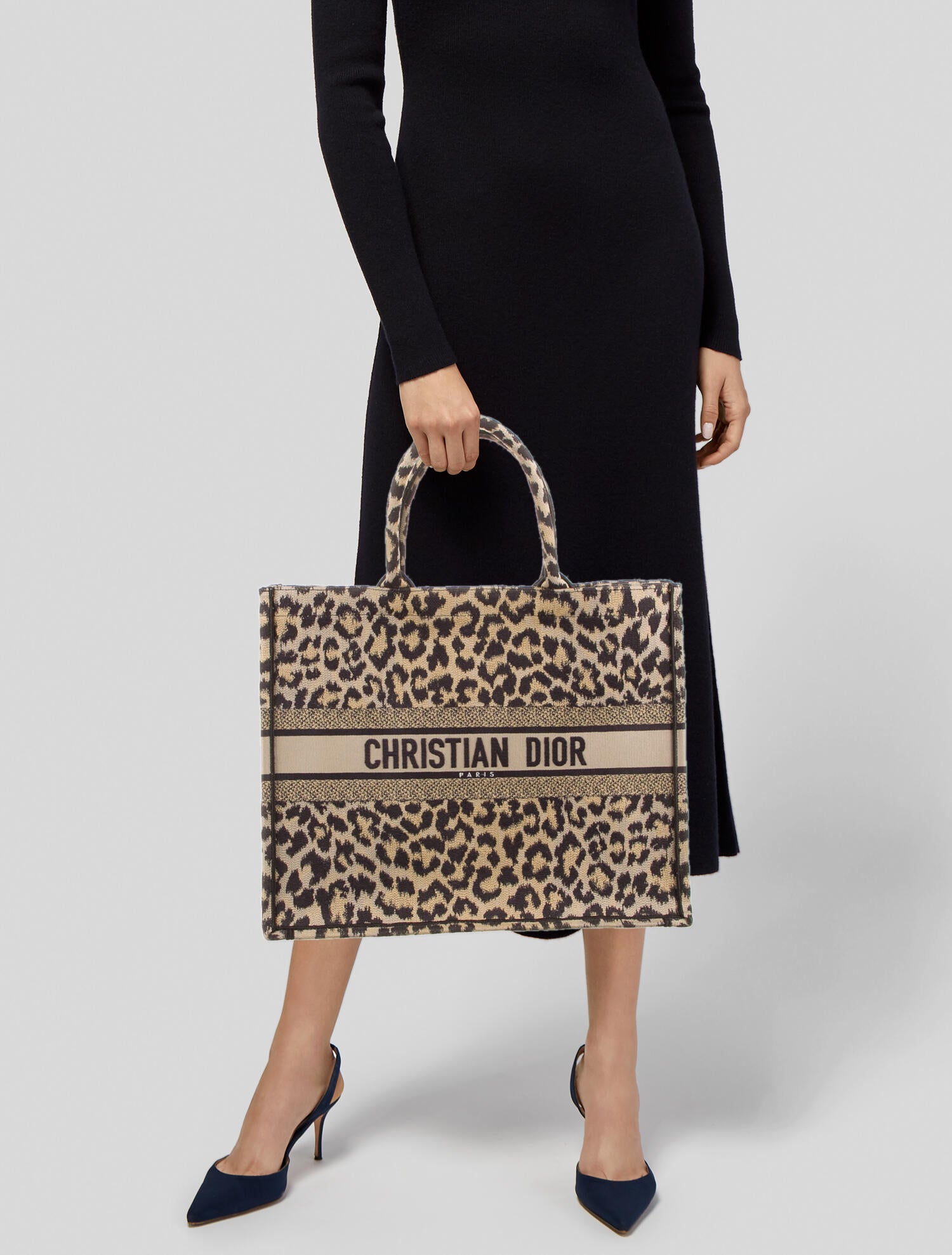 Christian Dior 2021 Large Leopard Mizza Book Tote - Neutrals Totes