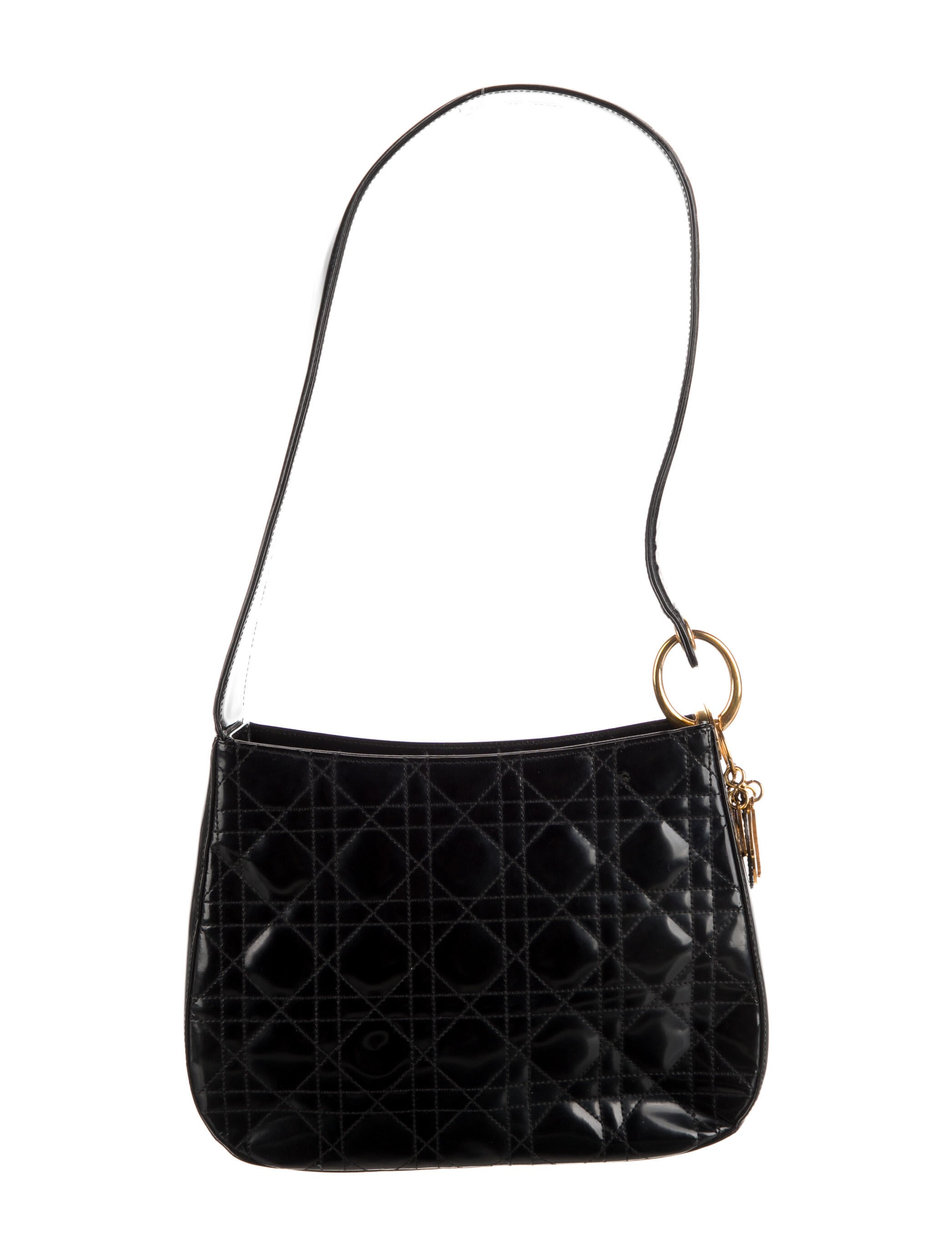 Christian Dior Vintage Cannage Shoulder Bag Black Shoulder Bags