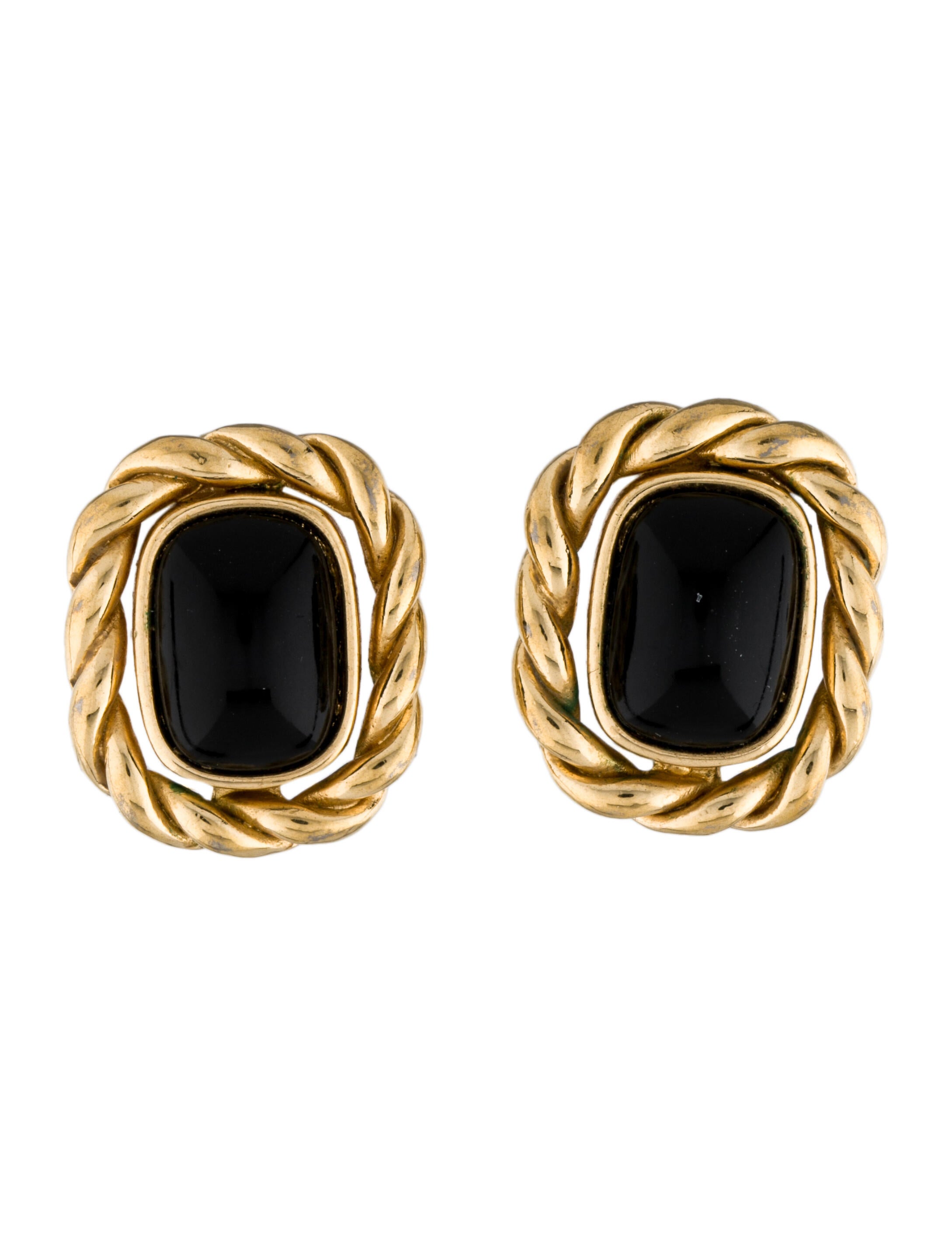 Christian Dior Vintage Enamel ClipOn Earrings GoldPlated ClipOn
