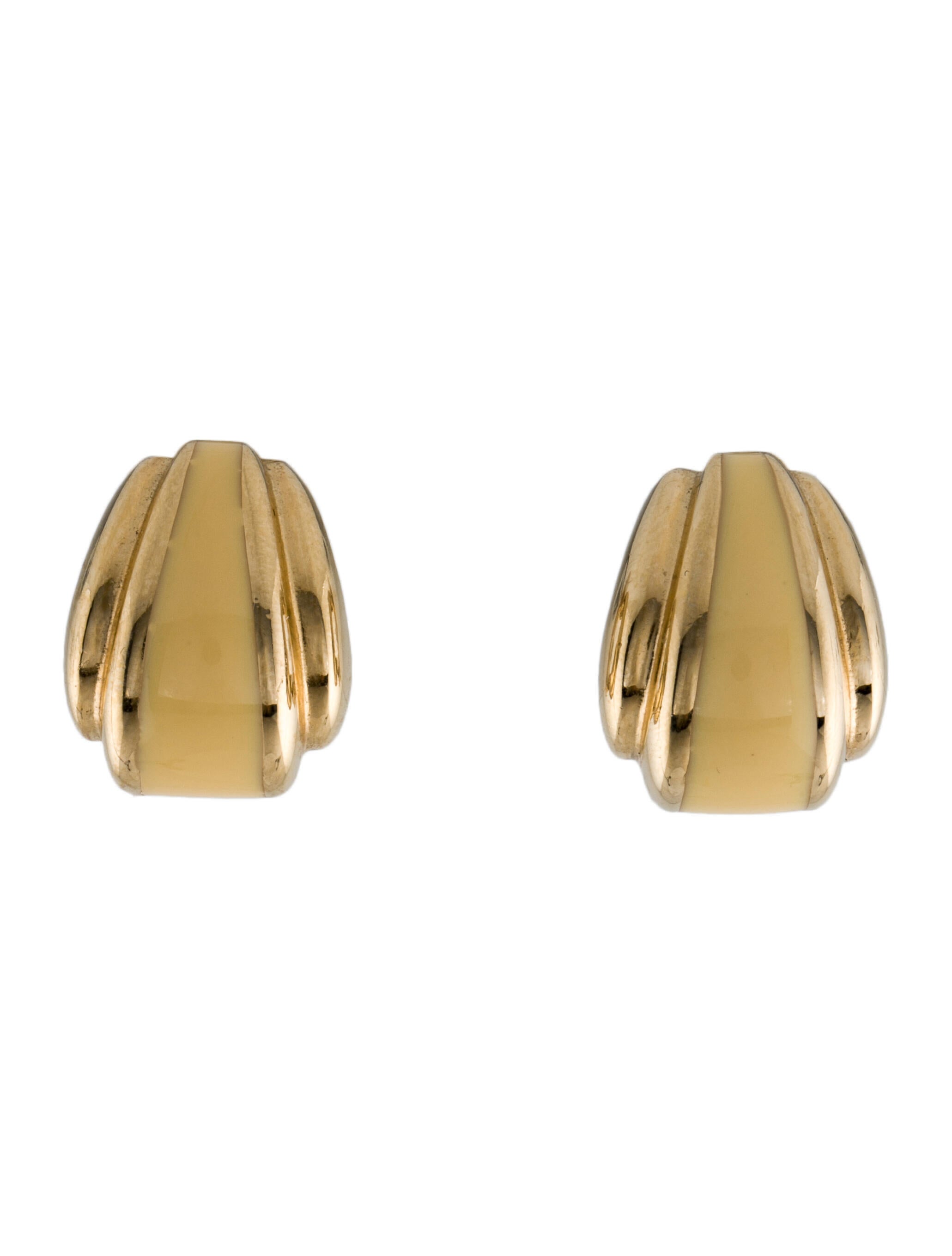 Christian Dior Vintage Sculpted Abstract ClipOn Earrings GoldTone