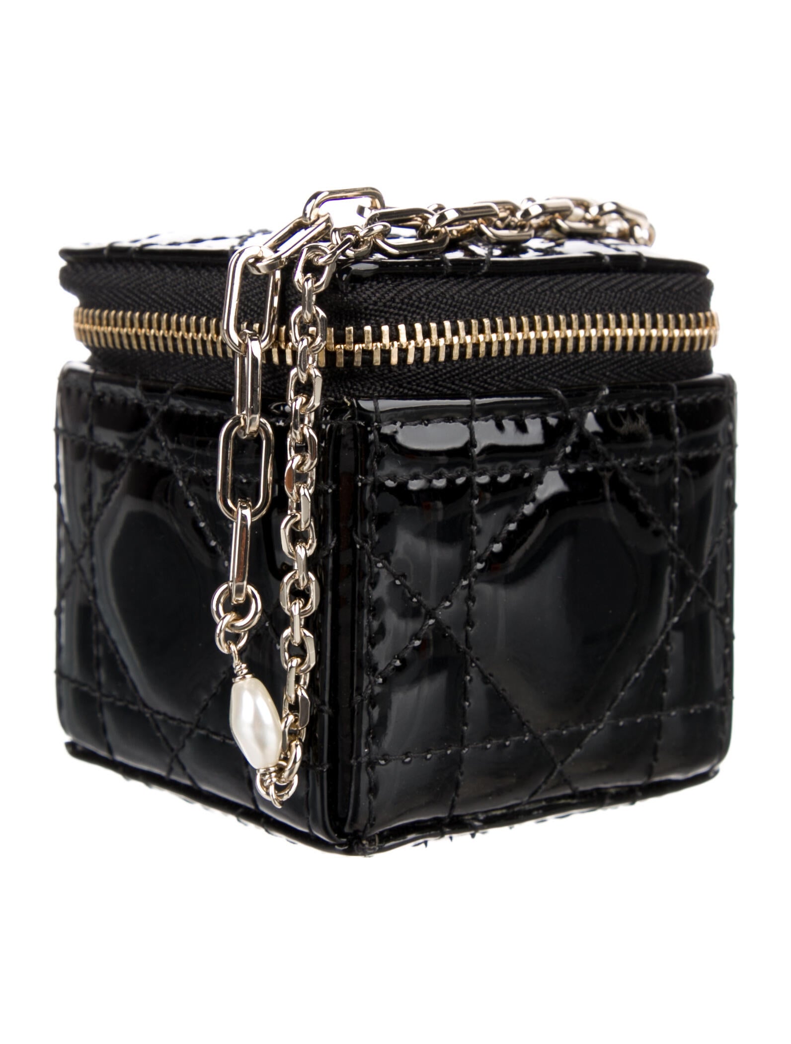 Christian Dior 2022 Micro Lady Dior Cube Pouch - Black Mini Bags