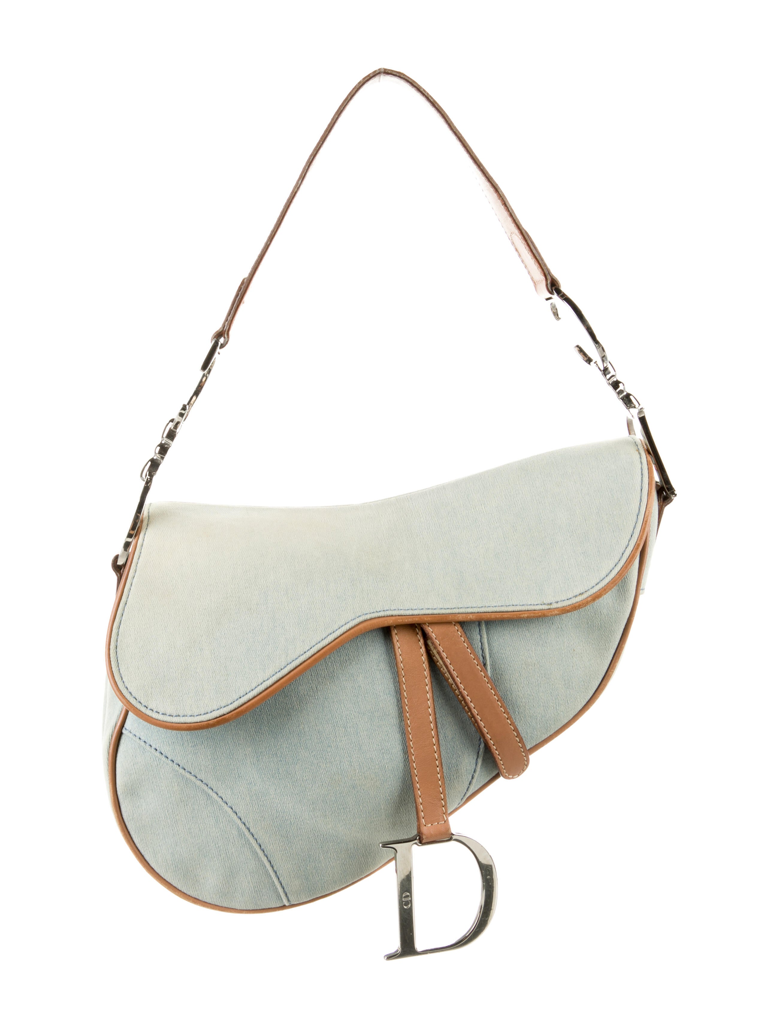 Christian Dior Vintage Speedway Denim Saddle Bag Blue Shoulder Bags