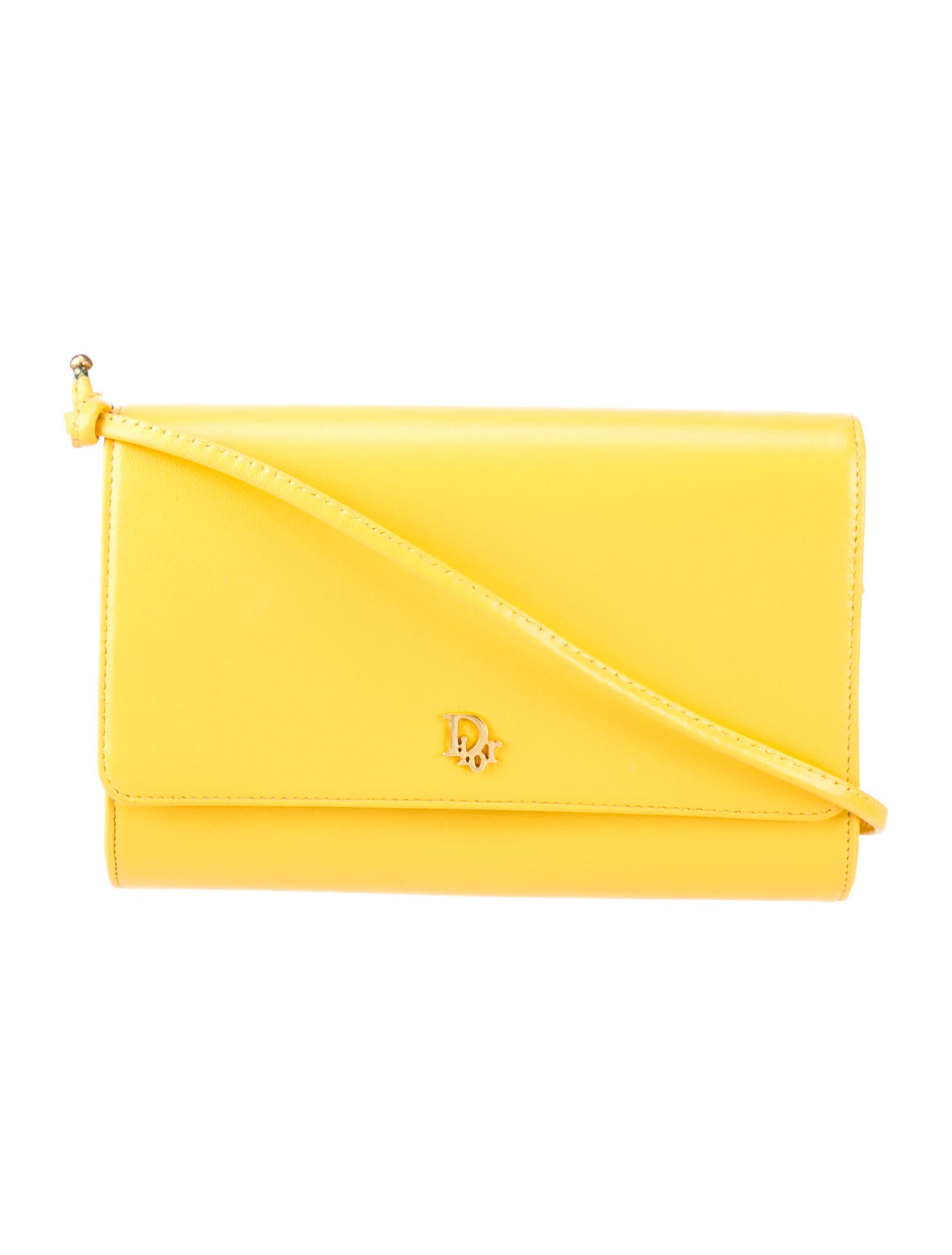 Christian Dior Vintage Leather Crossbody Bag Yellow Crossbody Bags