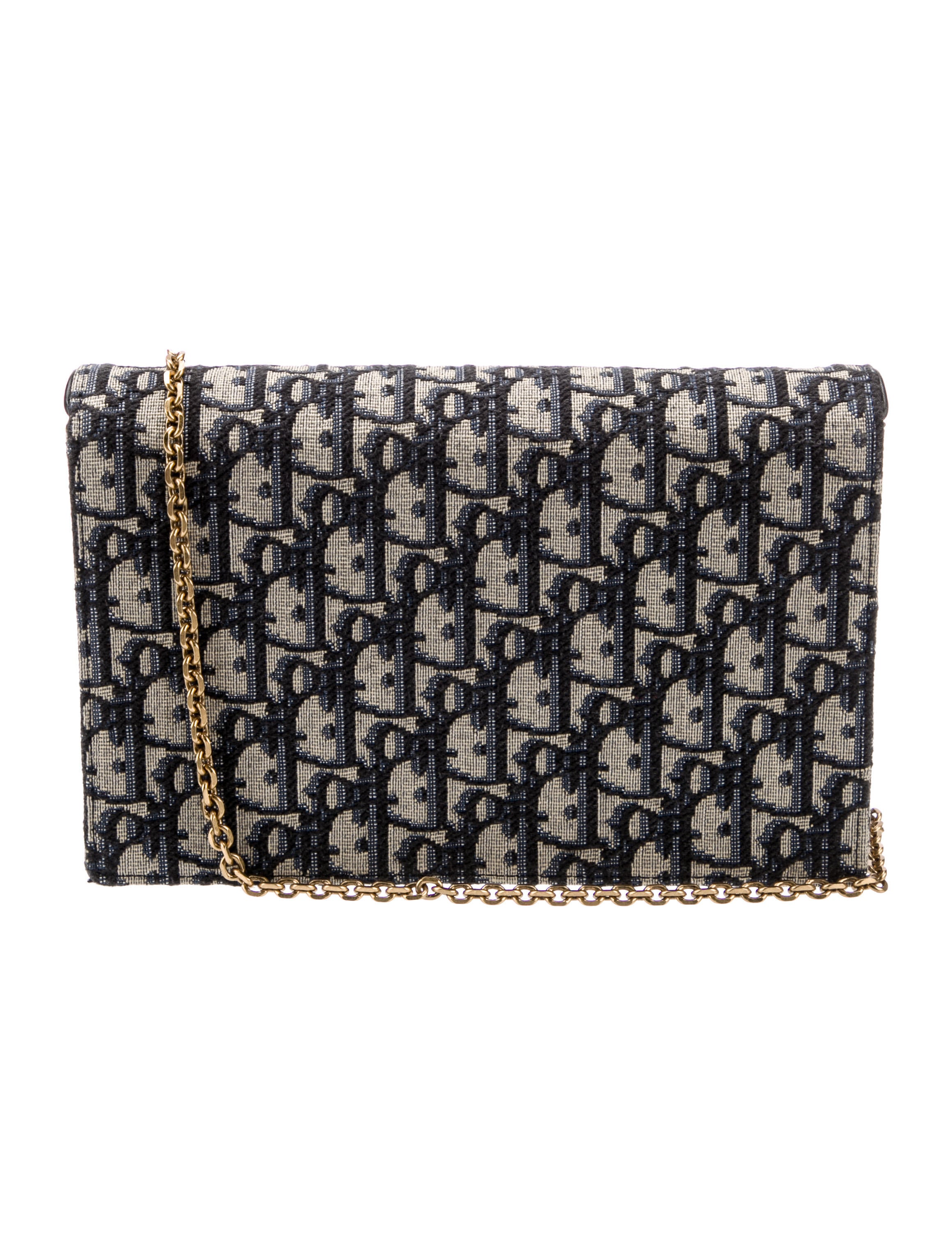 Christian Dior Oblique Saddle Pouch w/ Chain - Neutrals Crossbody