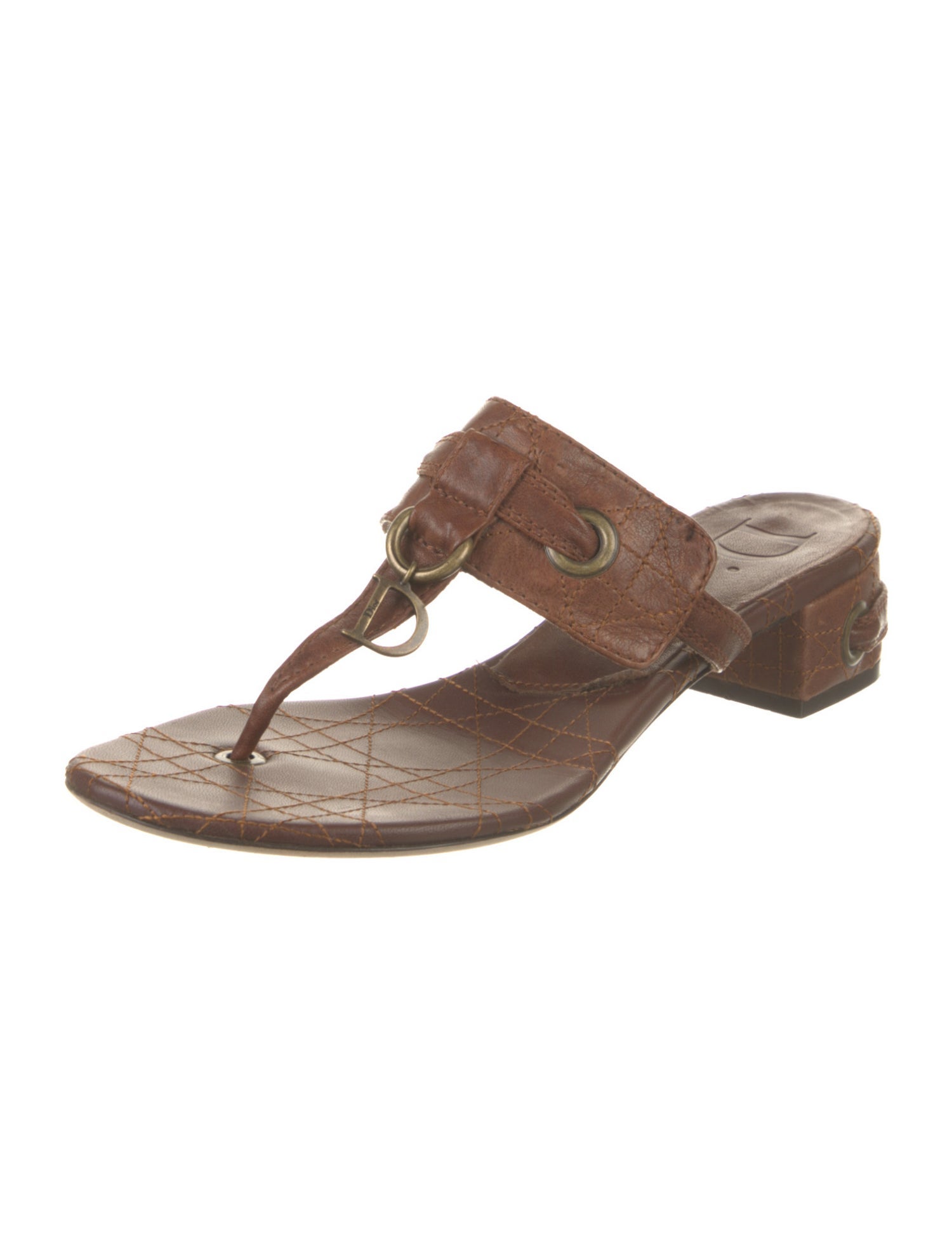 Christian Dior Leather TStrap Sandals Brown Sandals, Shoes