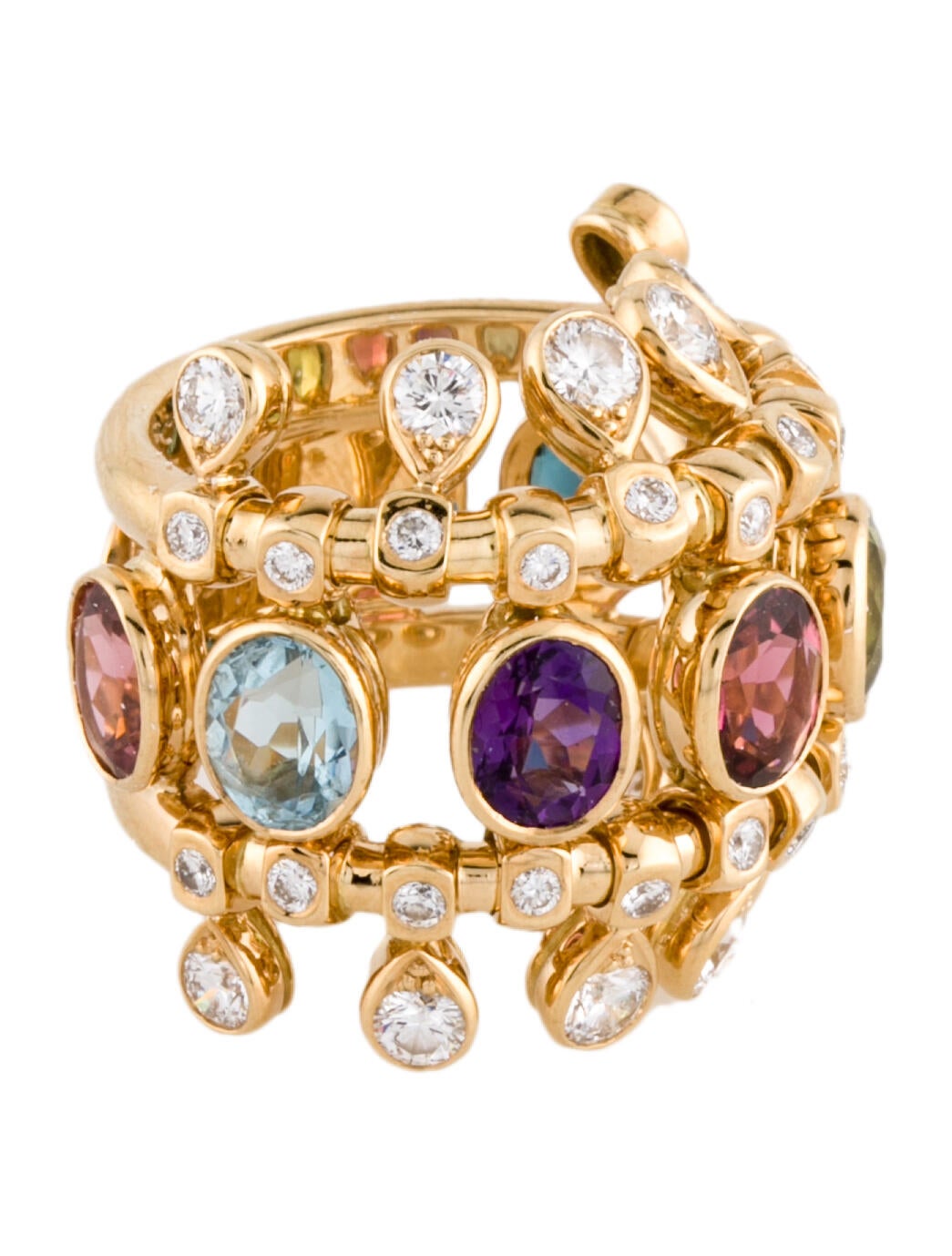 Christian Dior Crystal Logo Ring SilverTone Metal Ring, Rings CHR263546 The