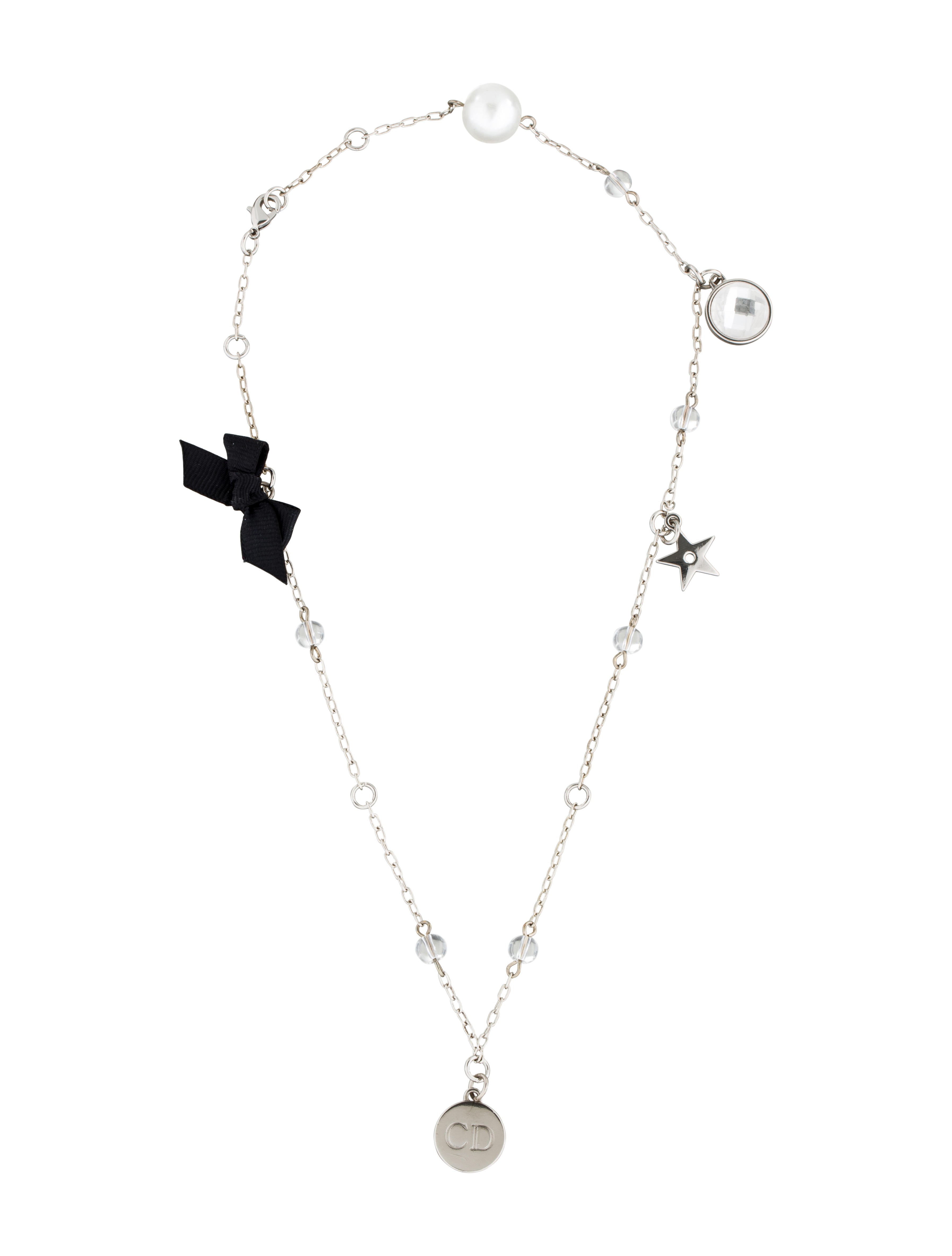 Christian Dior Beaded ChainLink Necklace Silver, SilverTone Metal