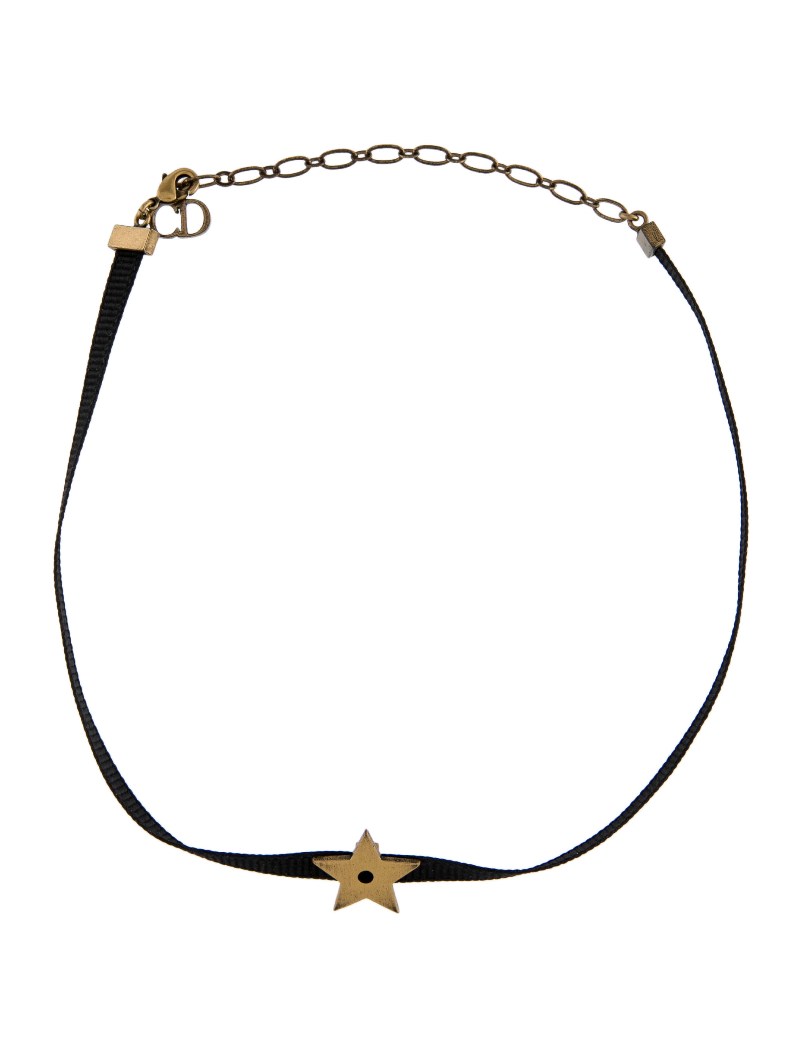 Christian Dior D PorteBonheur Star Choker Necklace Black, GoldPlated Choker, Necklaces