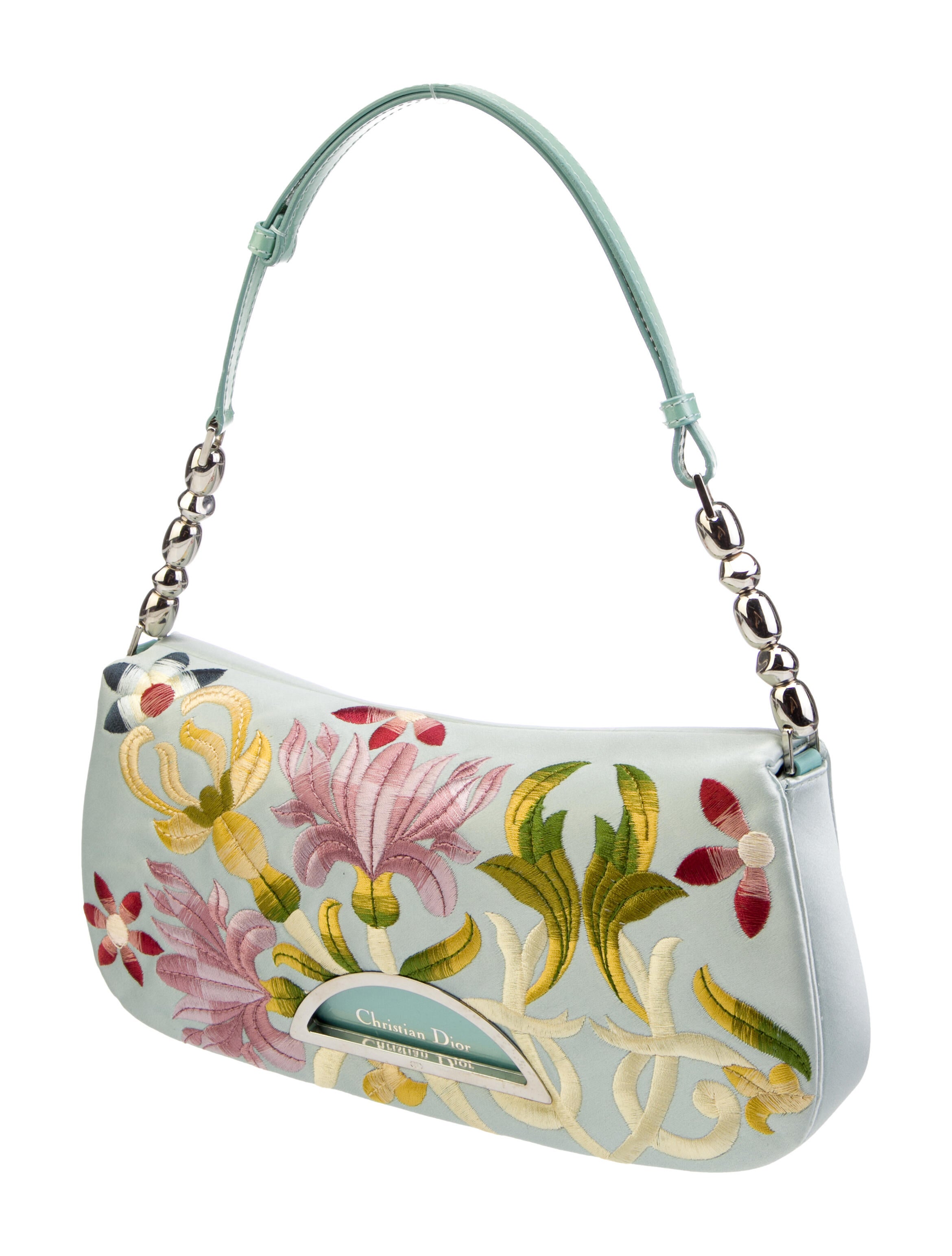 Christian Dior Floral Embroidered Malice Bag - Blue Shoulder Bags