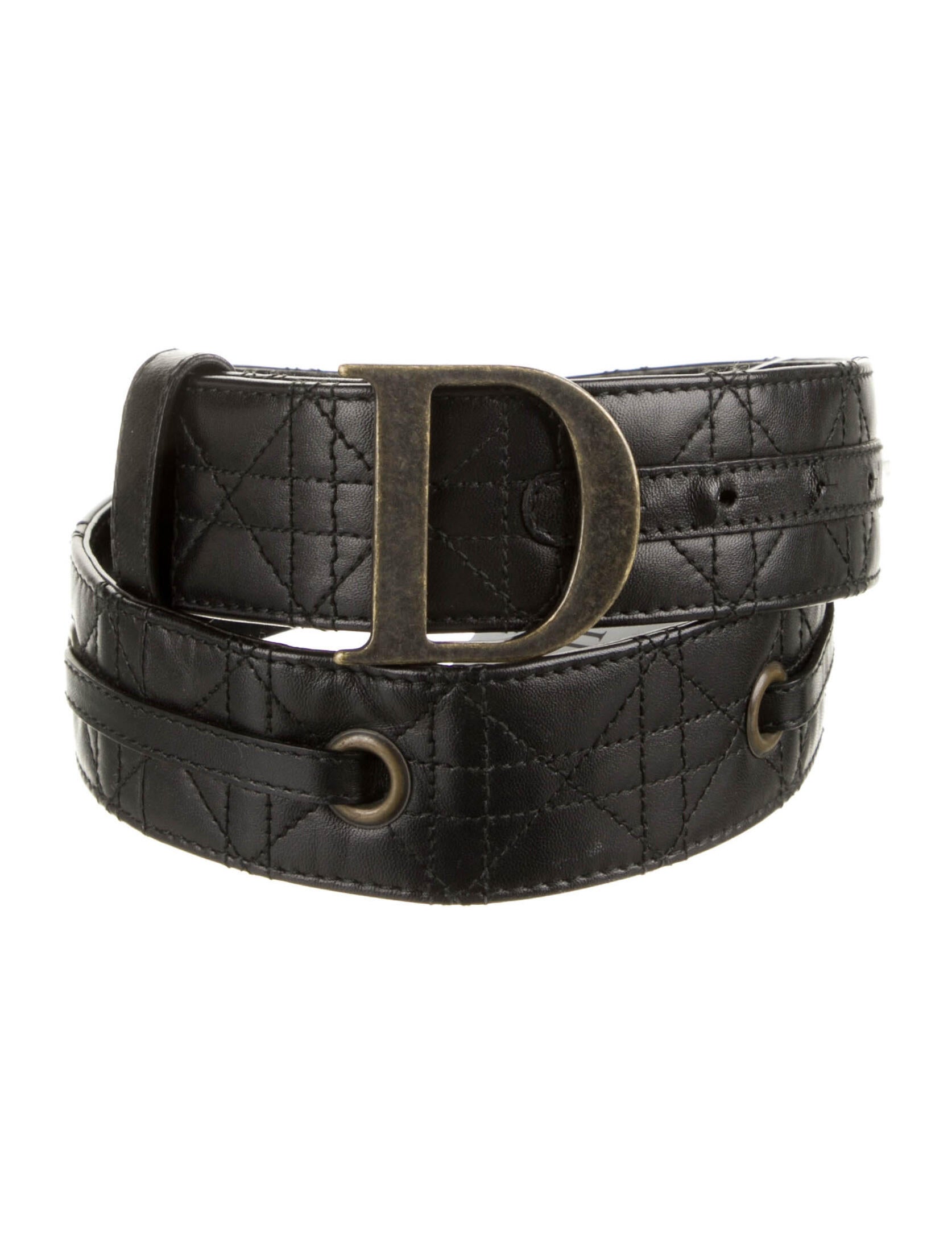 Christian Dior Leather Waist Belt Black Belts, Accessories