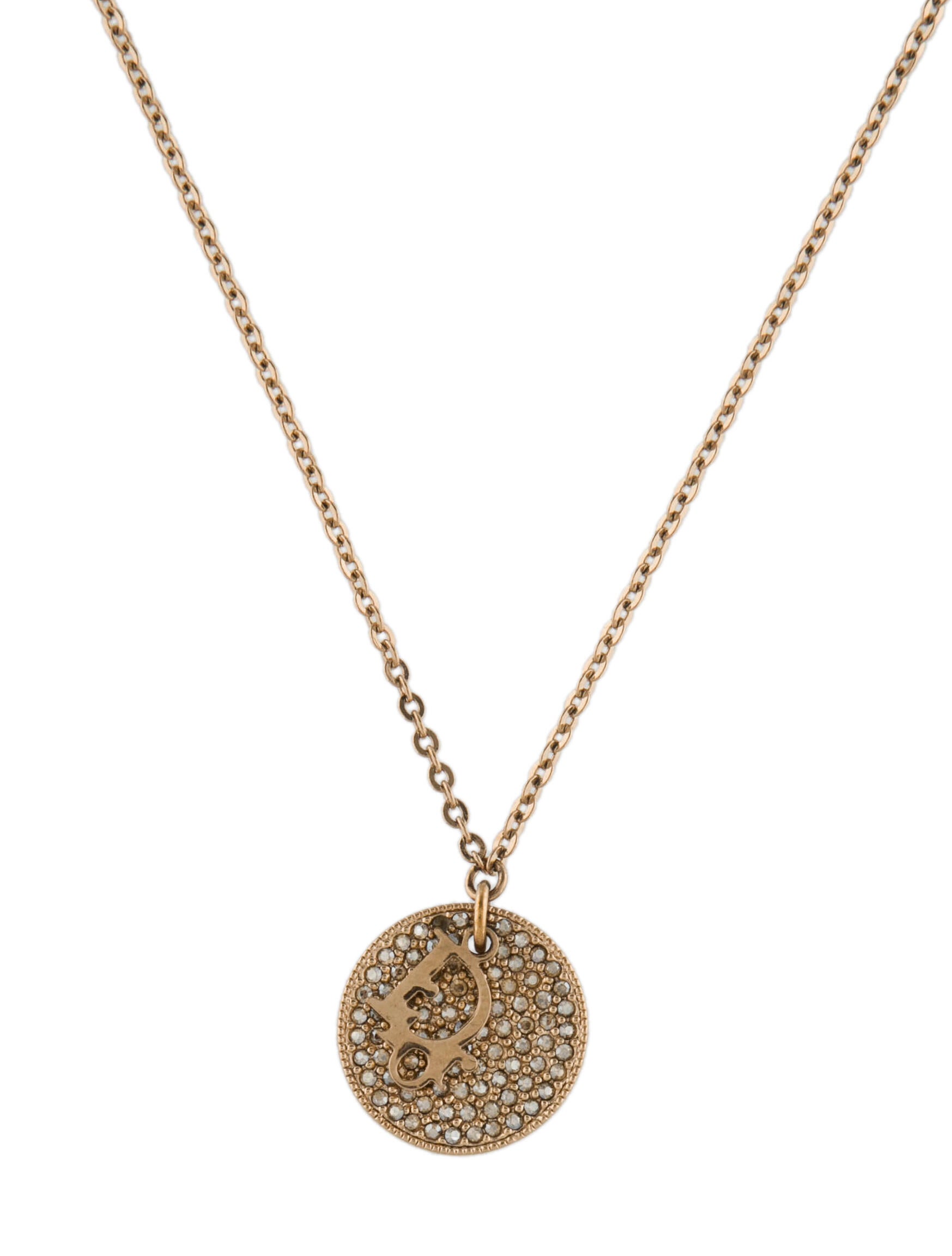 Christian Dior Crystal Pavé Logo Pendant Necklace