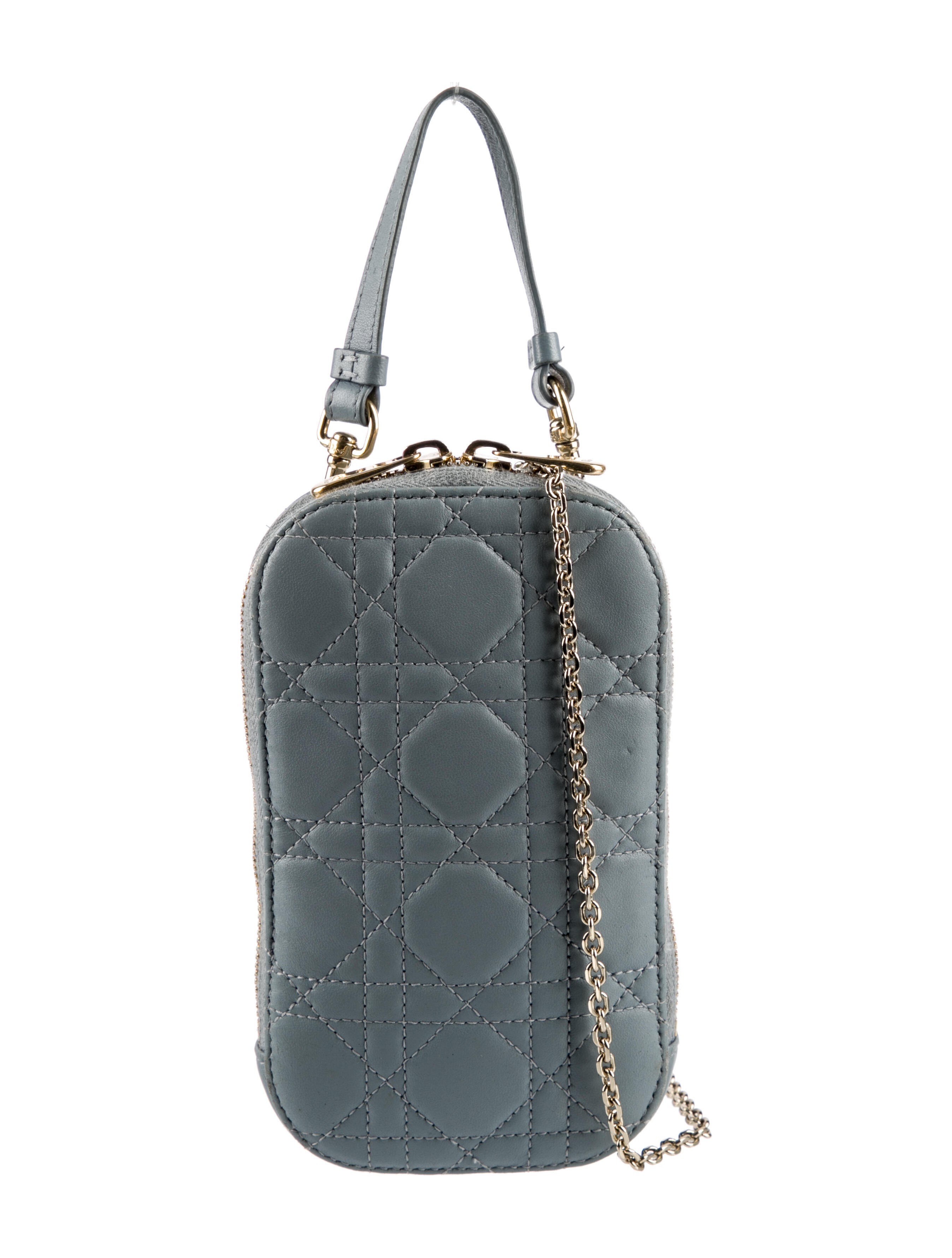 Christian Dior Lady Dior Phone Case Blue Crossbody Bags