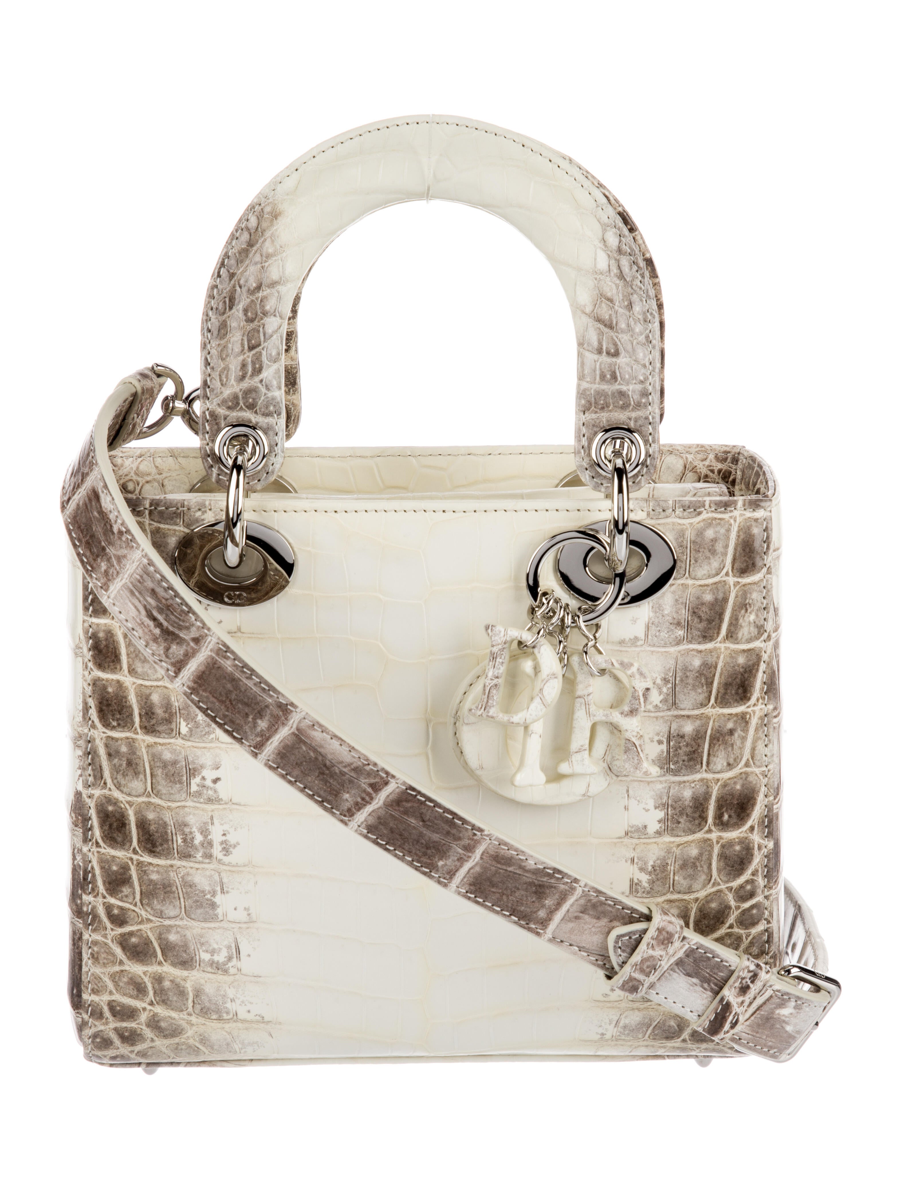 Christian Dior 2023 Small Himalayan Crocodile Lady Dior Bag White