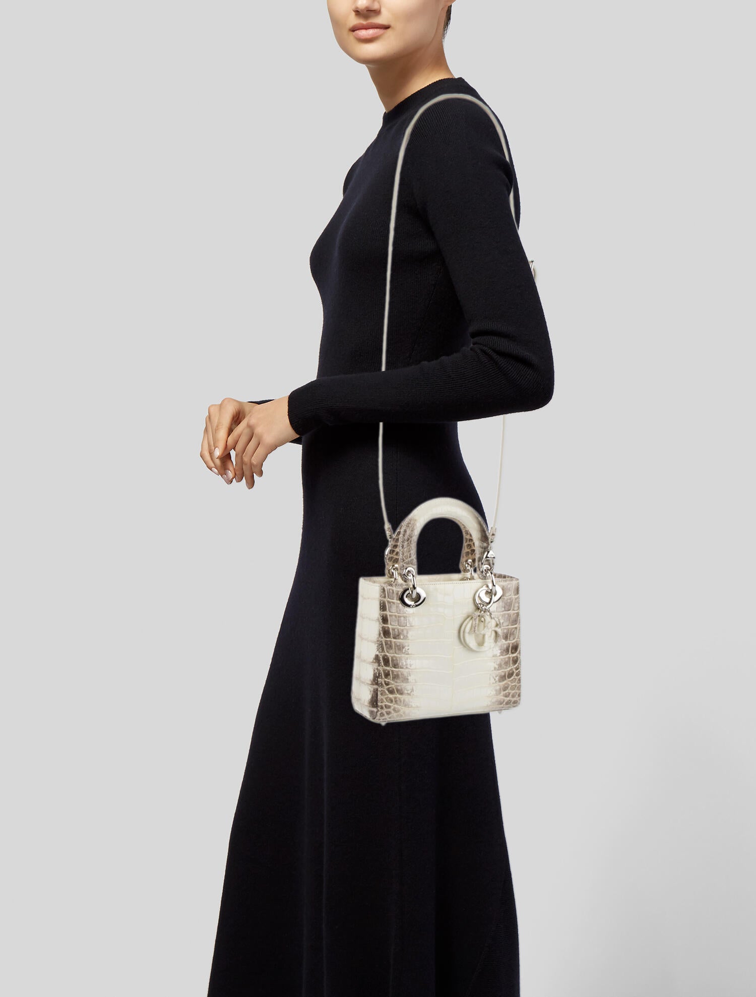 Christian Dior 2022 Himalayan Crocodile Small Lady Dior Bag White Handle Bags, Handbags